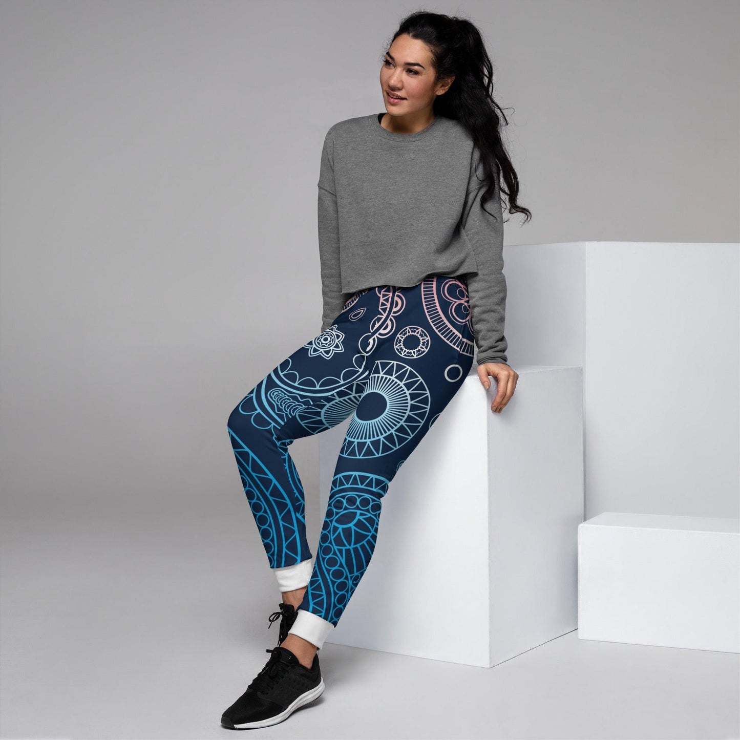 Paisley Blue Dark Women's Joggers - Mo'Bays Backyard