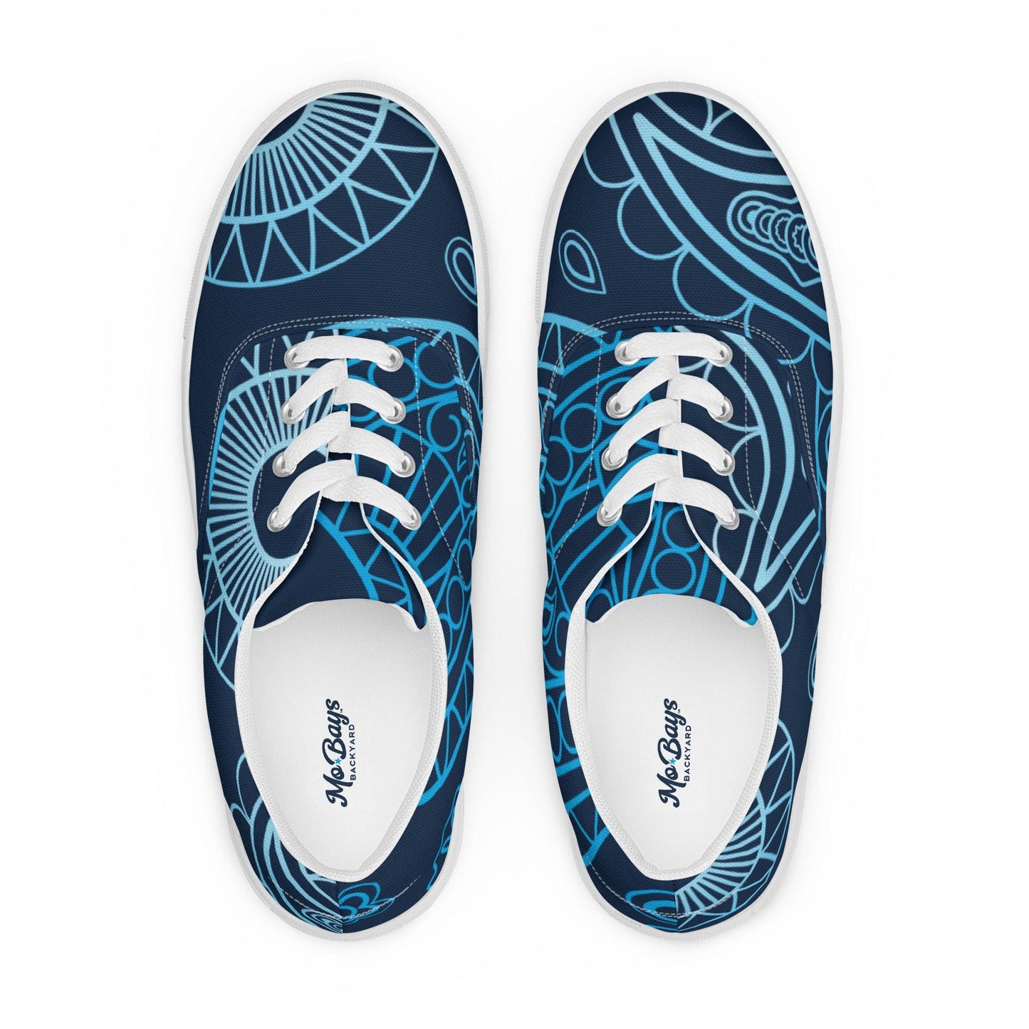 Paisley Blue Dark Women’s Low Top Canvas Shoes - Mo'Bays Backyard