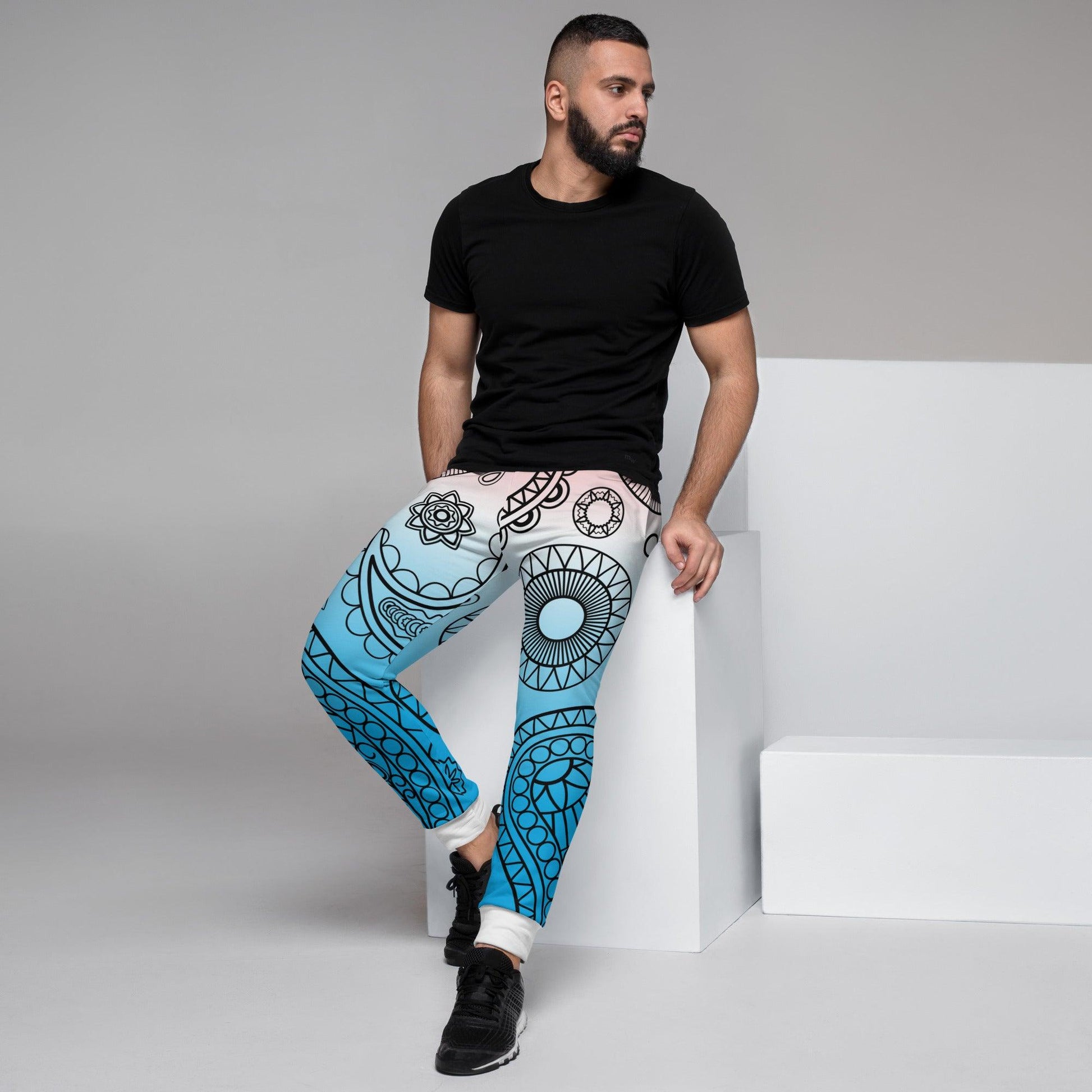 Paisley Blue Light Men's Joggers - Mo'Bays Backyard