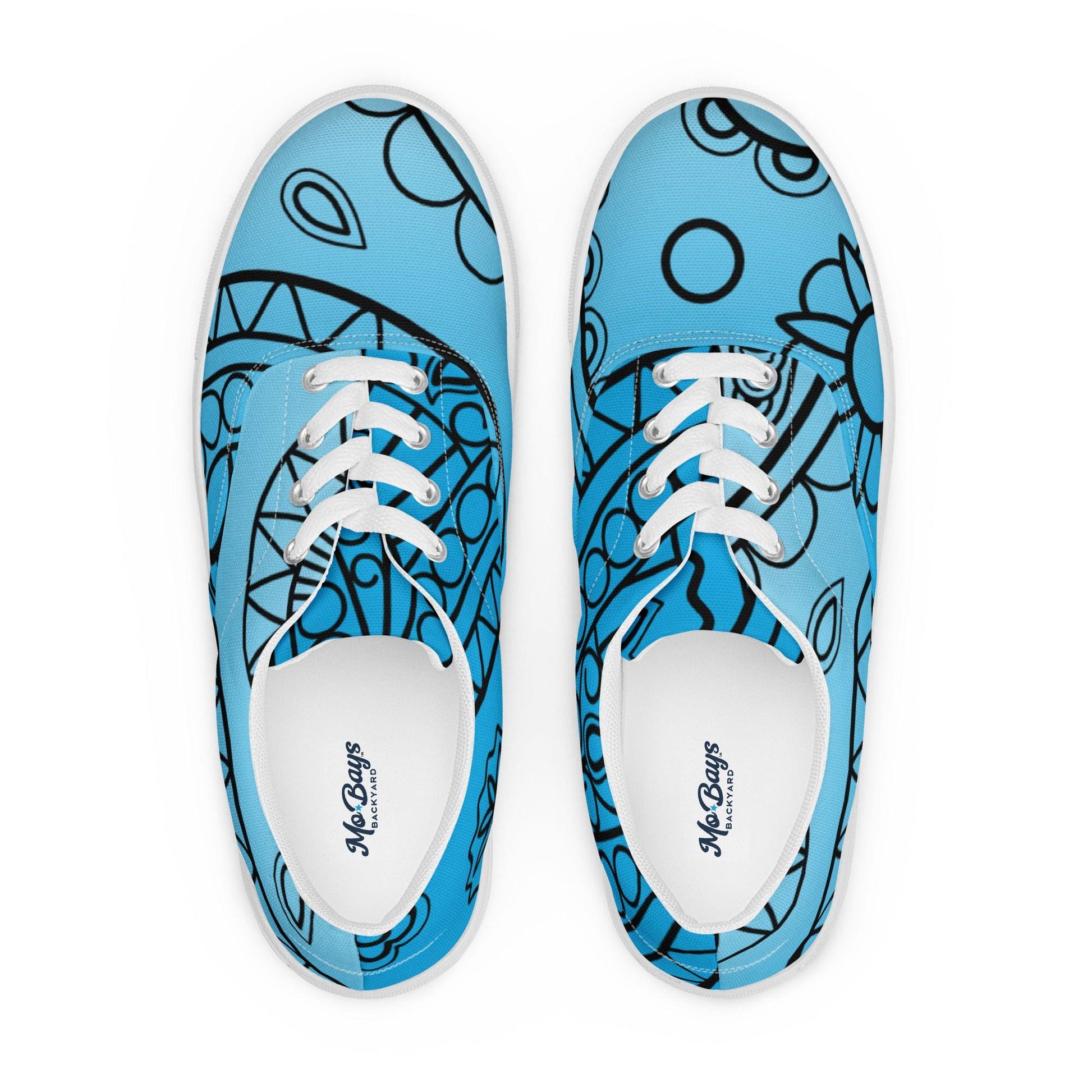 Paisley Blue Light Men’s Low Top Canvas Shoes - Mo'Bays Backyard