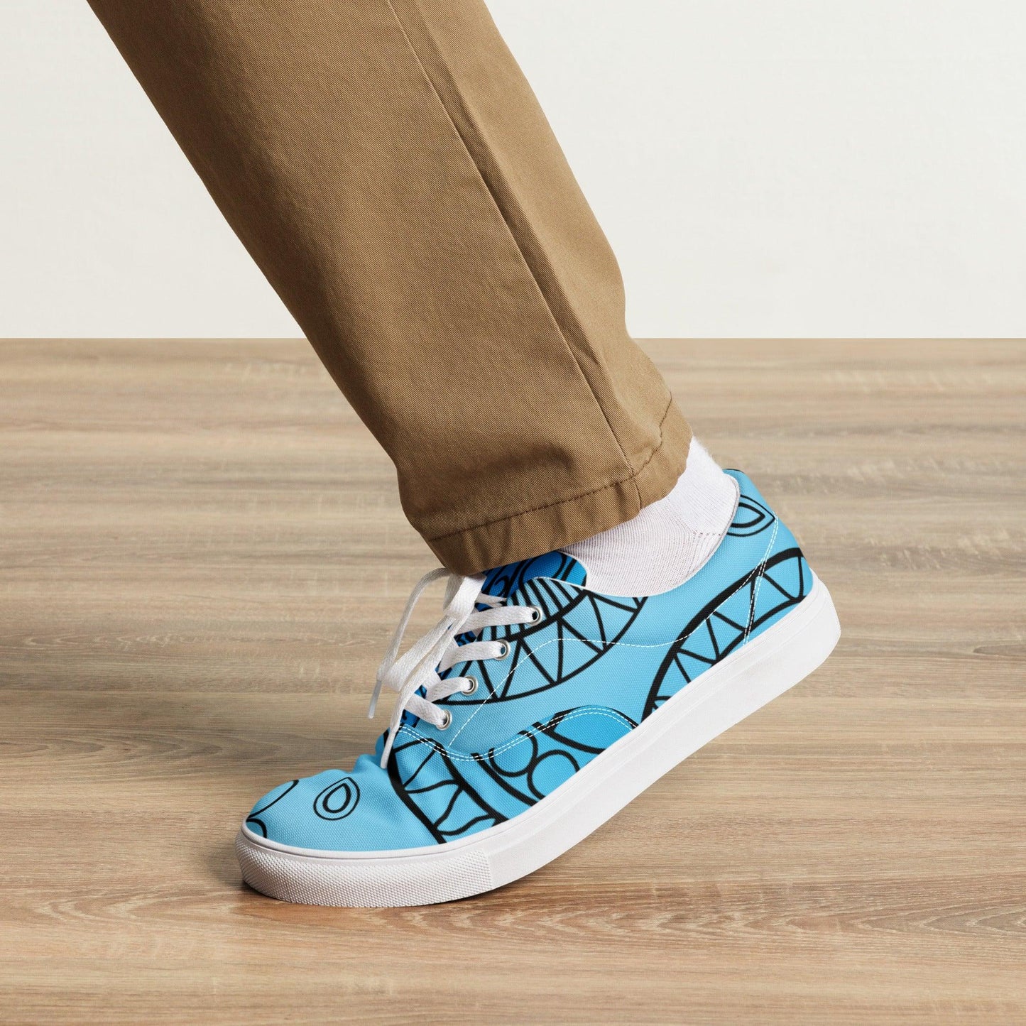 Paisley Blue Light Men’s Low Top Canvas Shoes - Mo'Bays Backyard