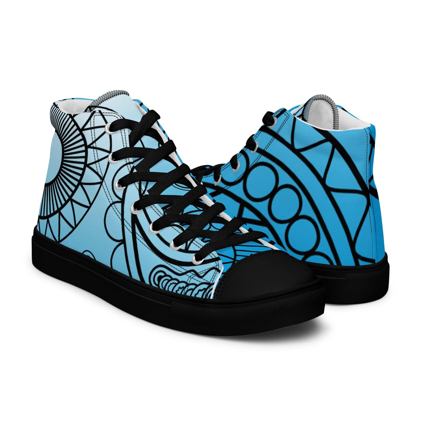 Paisley Blue Light Women’s High Top Canvas Shoes - Mo'Bays Backyard