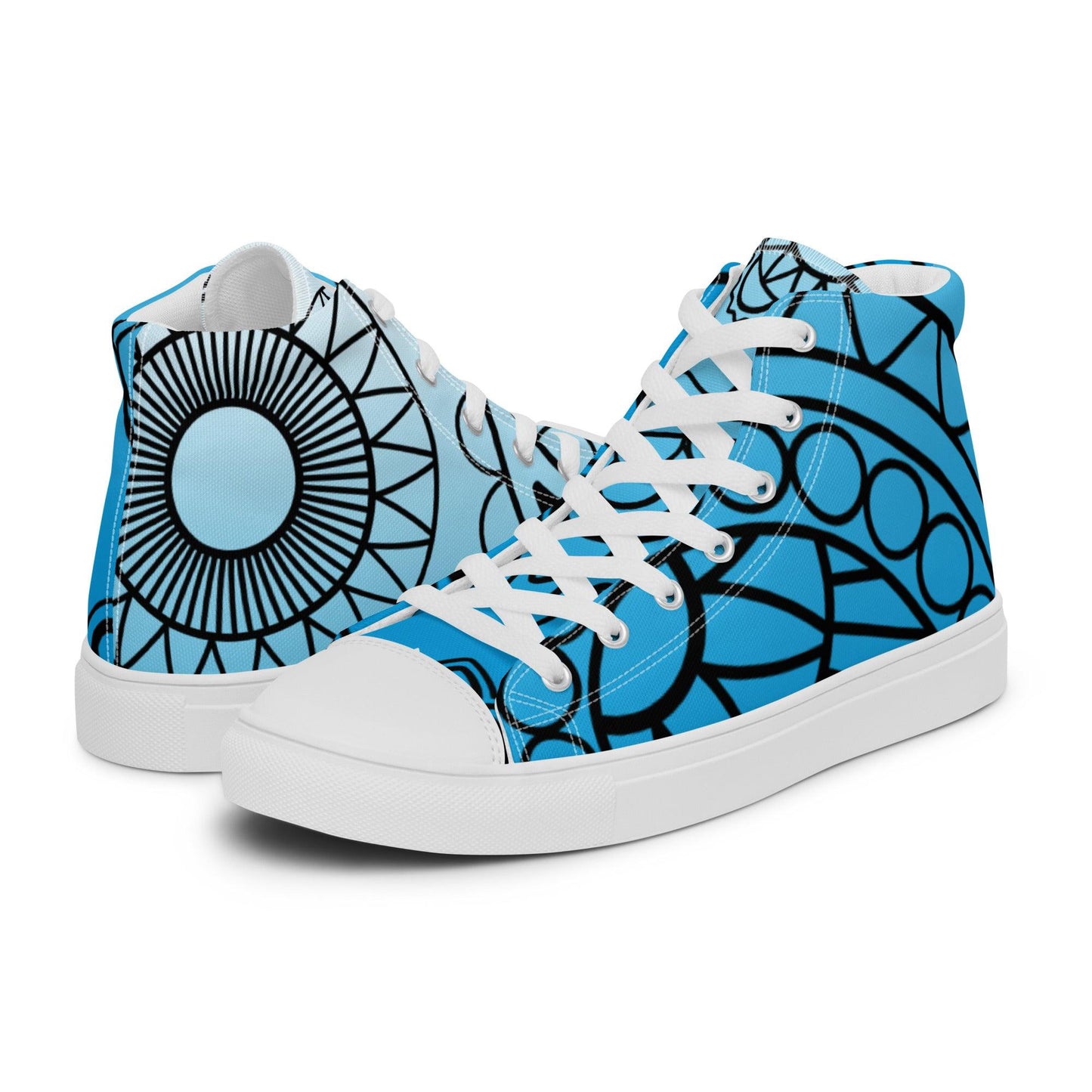 Paisley Blue Light Women’s High Top Canvas Shoes - Mo'Bays Backyard