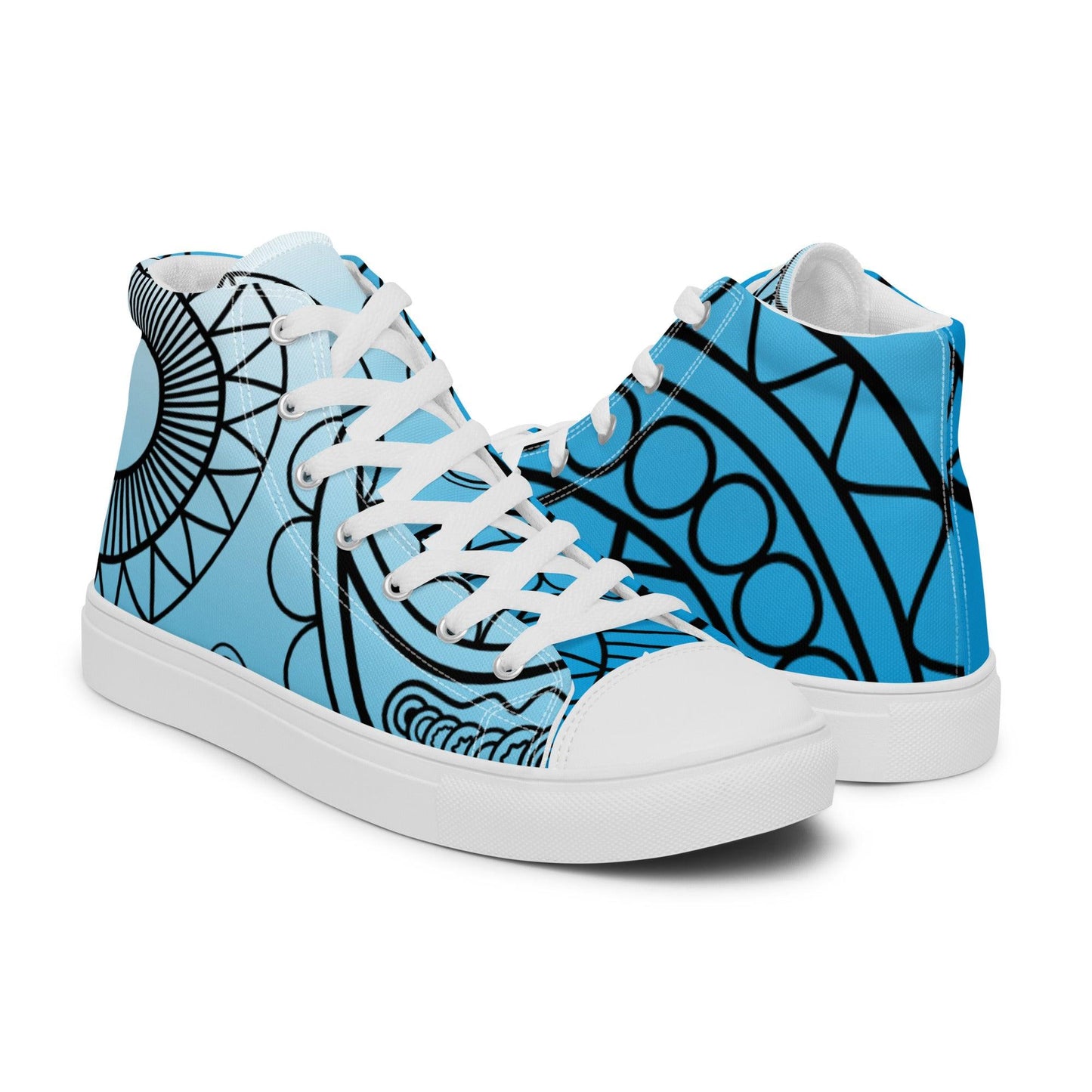 Paisley Blue Light Women’s High Top Canvas Shoes - Mo'Bays Backyard