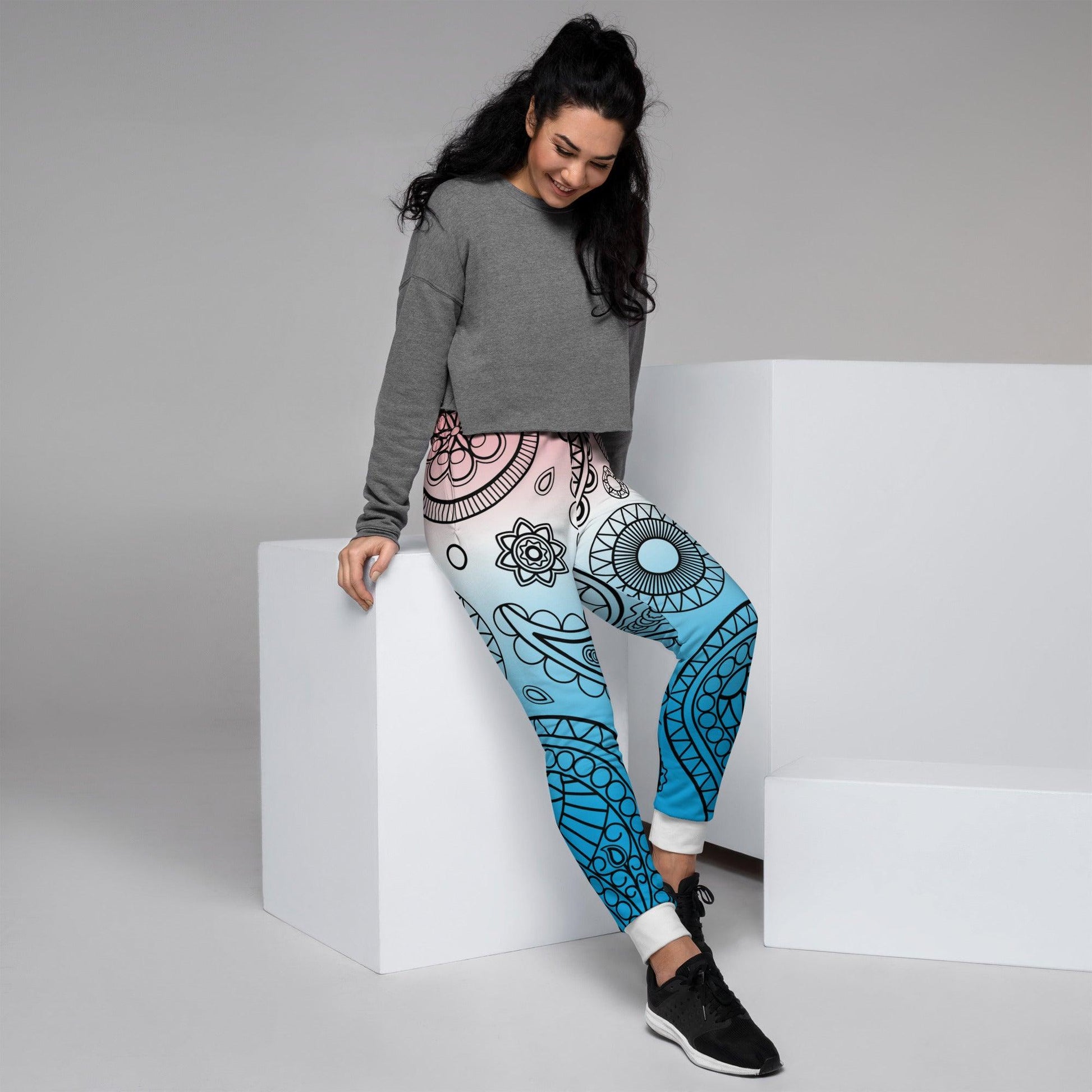 Paisley Blue Light Women's Joggers - Mo'Bays Backyard