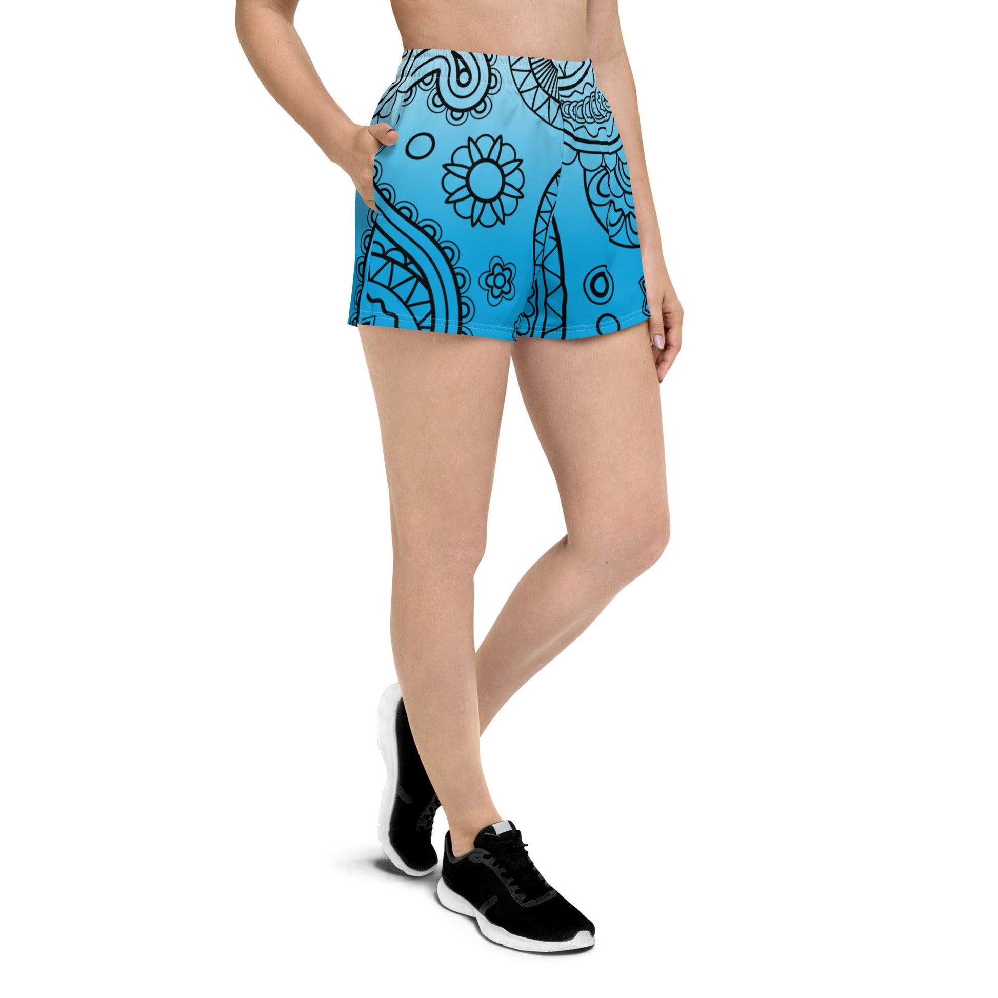 Paisley Blue Light Women’s Recycled Athletic Shorts - Mo'Bays Backyard