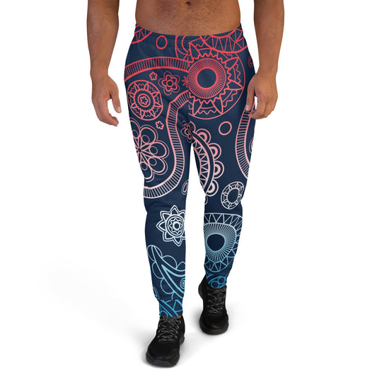 Paisley Red Dark Men's Joggers - Mo'Bays Backyard