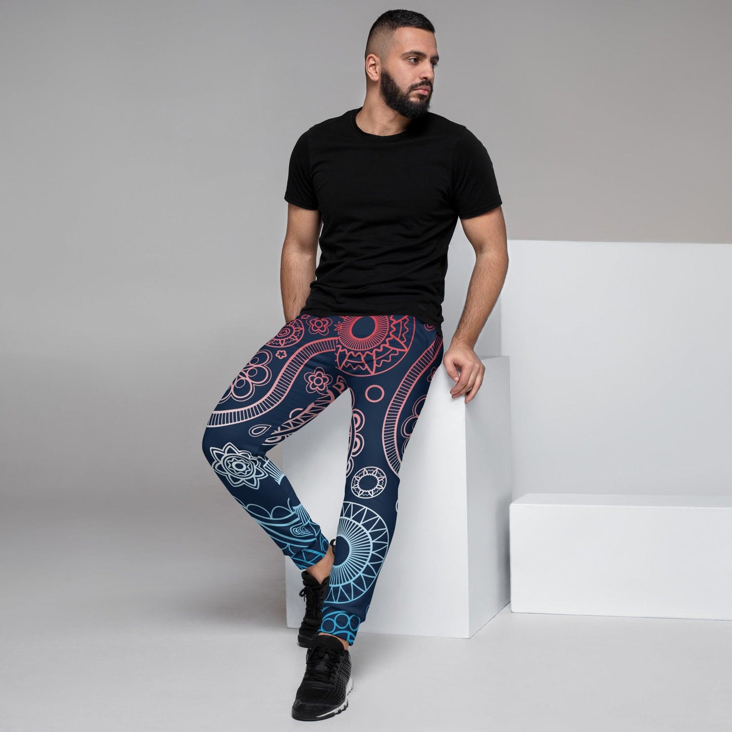 Paisley Red Dark Men's Joggers - Mo'Bays Backyard