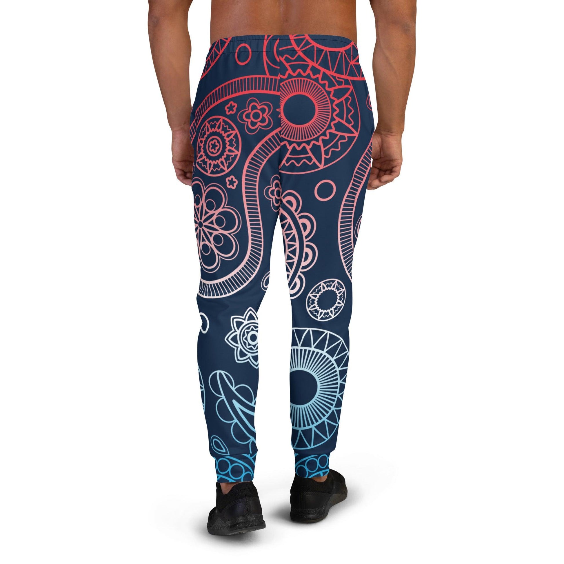 Paisley Red Dark Men's Joggers - Mo'Bays Backyard