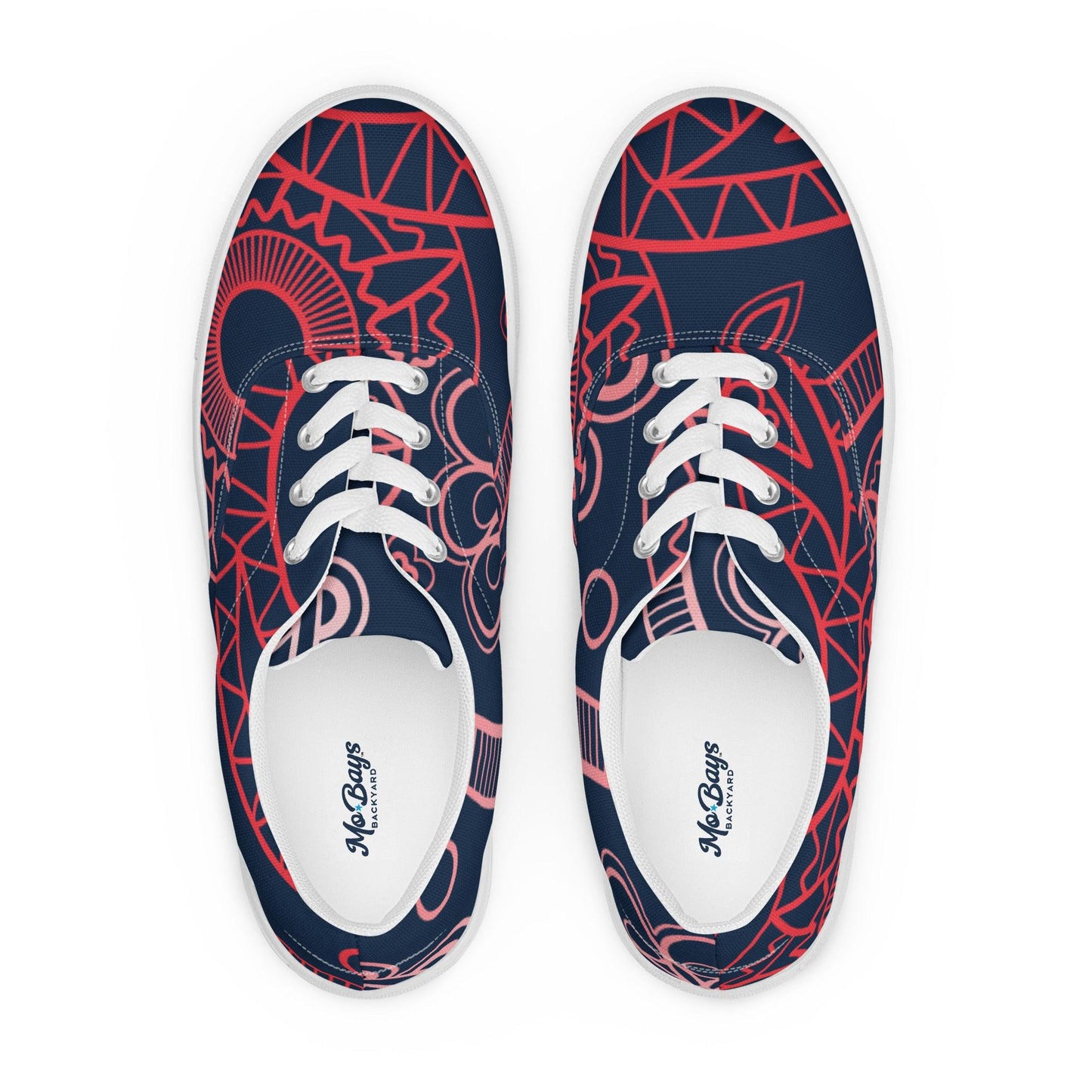 Paisley Red Dark Men’s Low Top Canvas Shoes - Mo'Bays Backyard