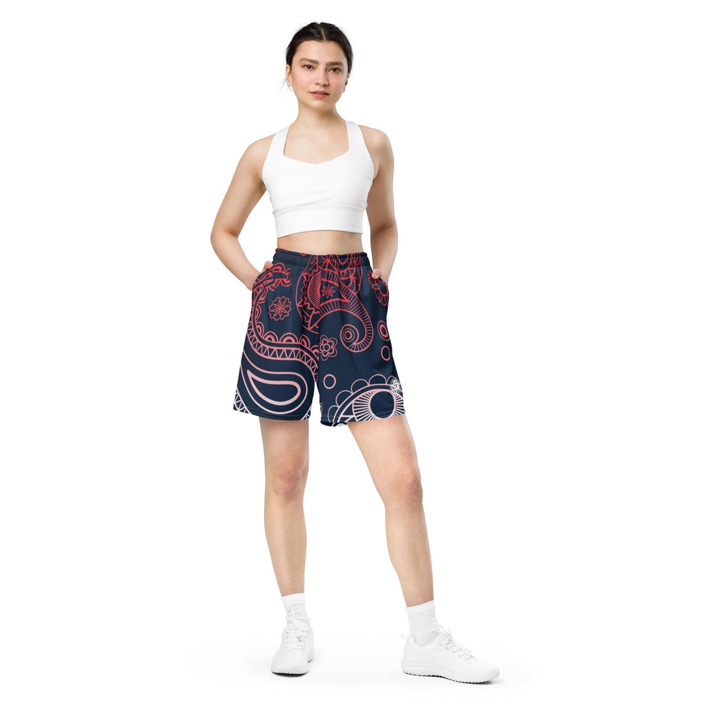 Paisley Red Dark Unisex Mesh Shorts - Mo'Bays Backyard