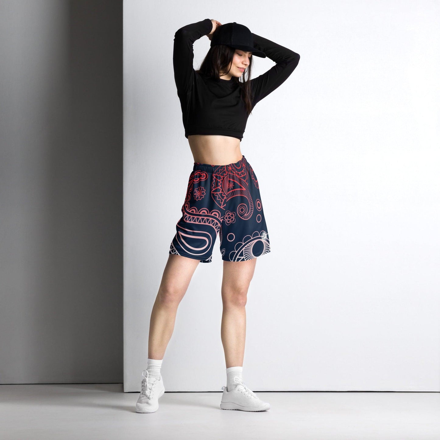 Paisley Red Dark Unisex Mesh Shorts - Mo'Bays Backyard