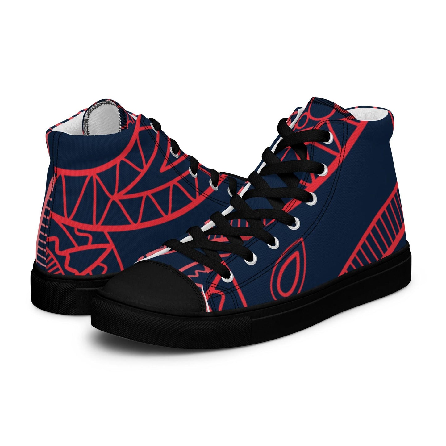 Paisley Red Dark Women’s High Top Canvas Shoes - Mo'Bays Backyard