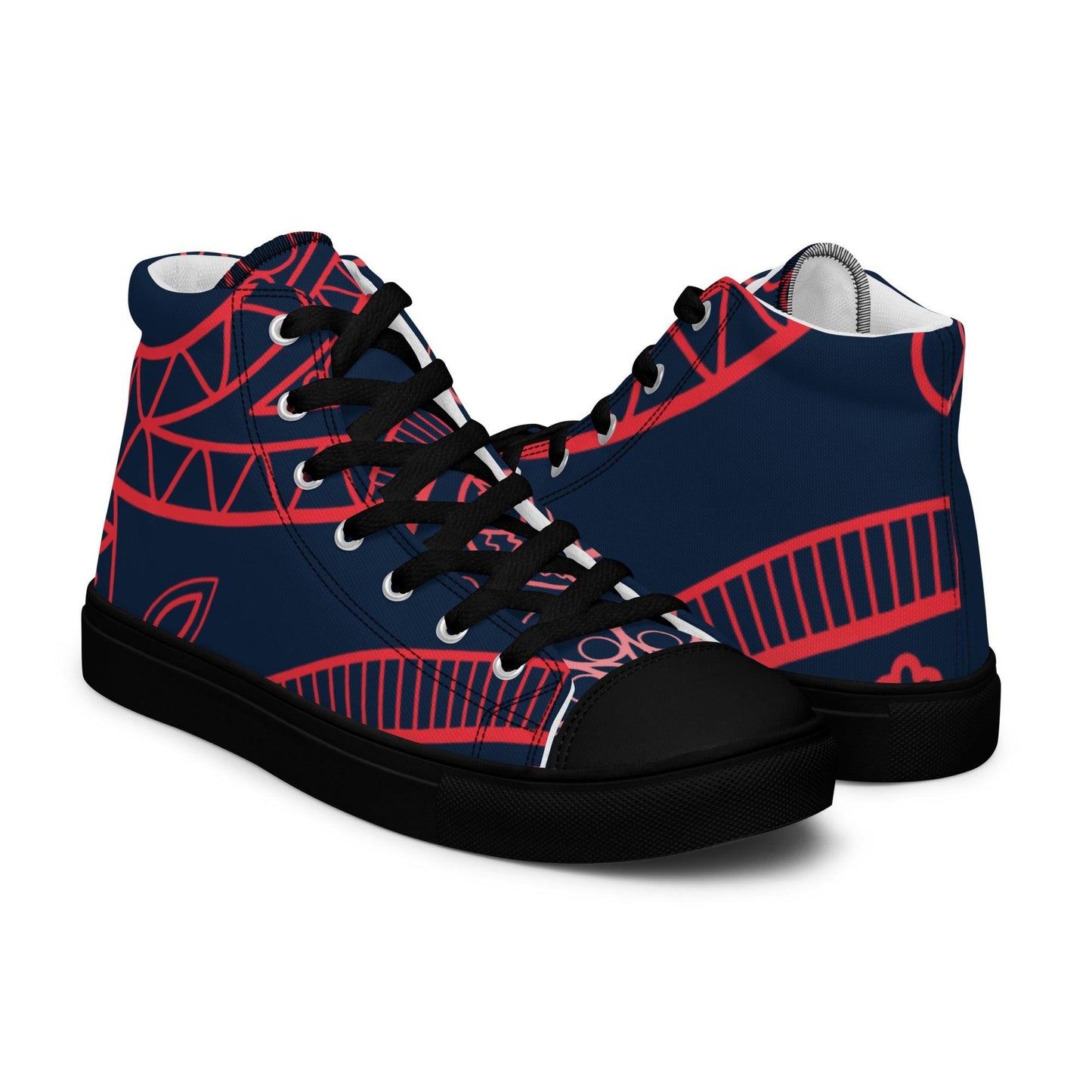 Paisley Red Dark Women’s High Top Canvas Shoes - Mo'Bays Backyard