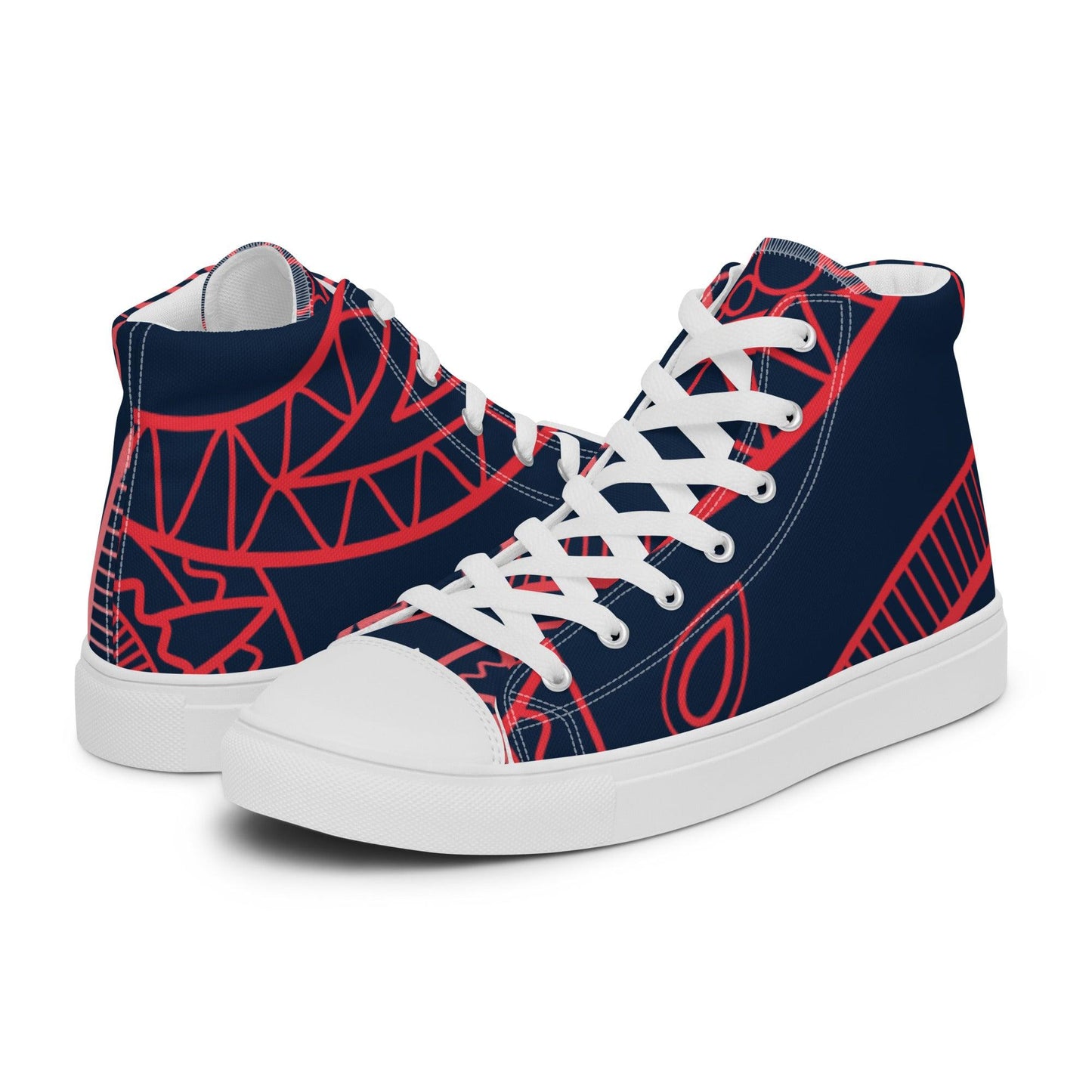 Paisley Red Dark Women’s High Top Canvas Shoes - Mo'Bays Backyard