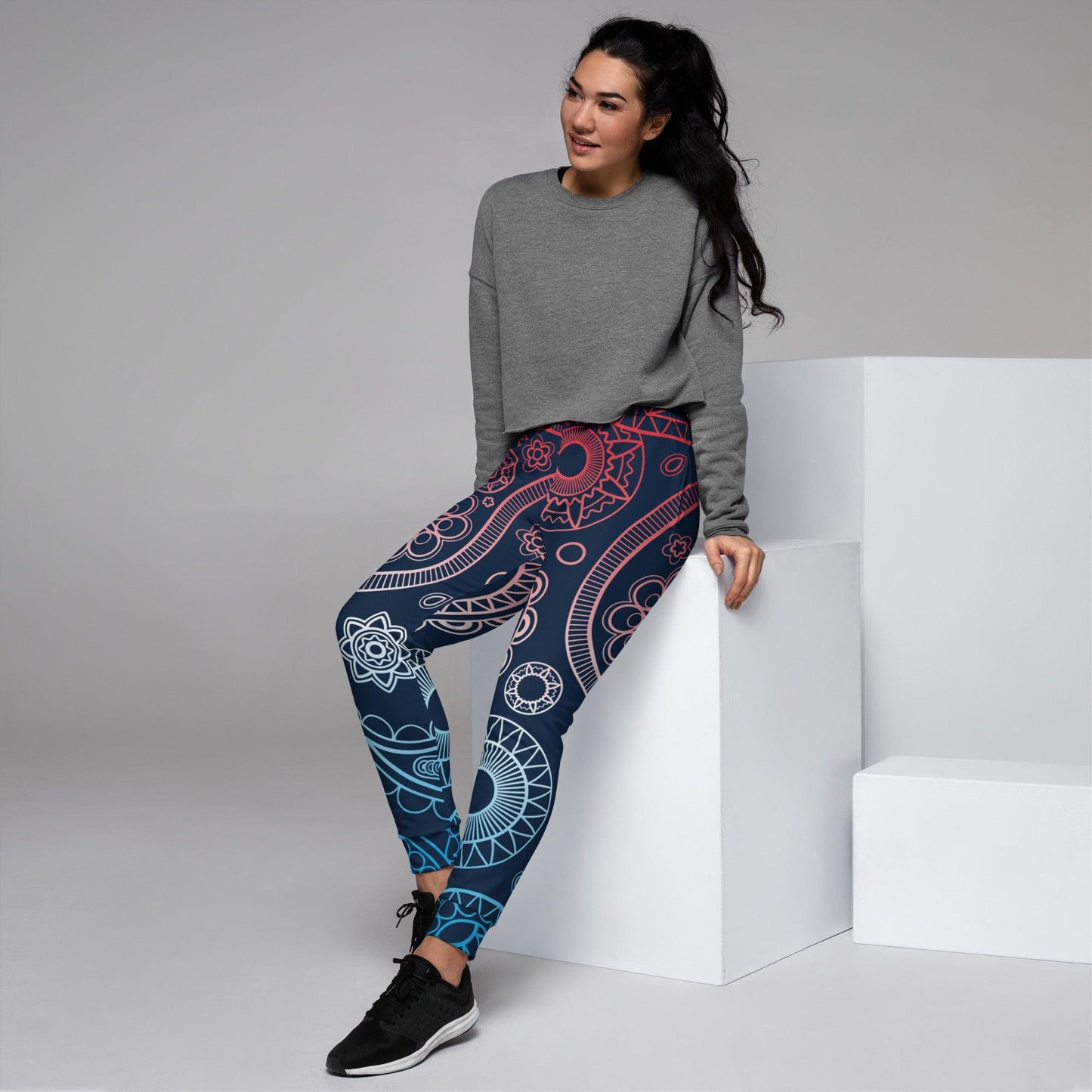 Paisley Red Dark Women's Joggers - Mo'Bays Backyard