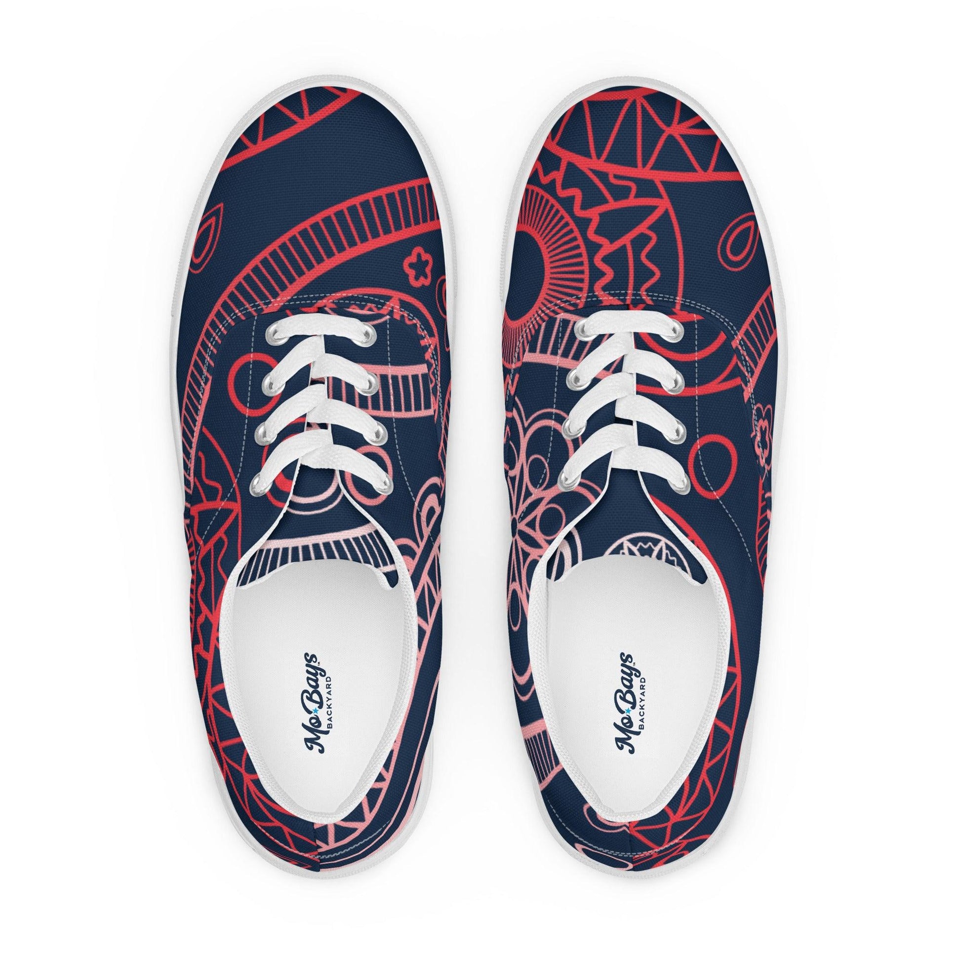 Paisley Red Dark Women’s Low Top Canvas Shoes - Mo'Bays Backyard