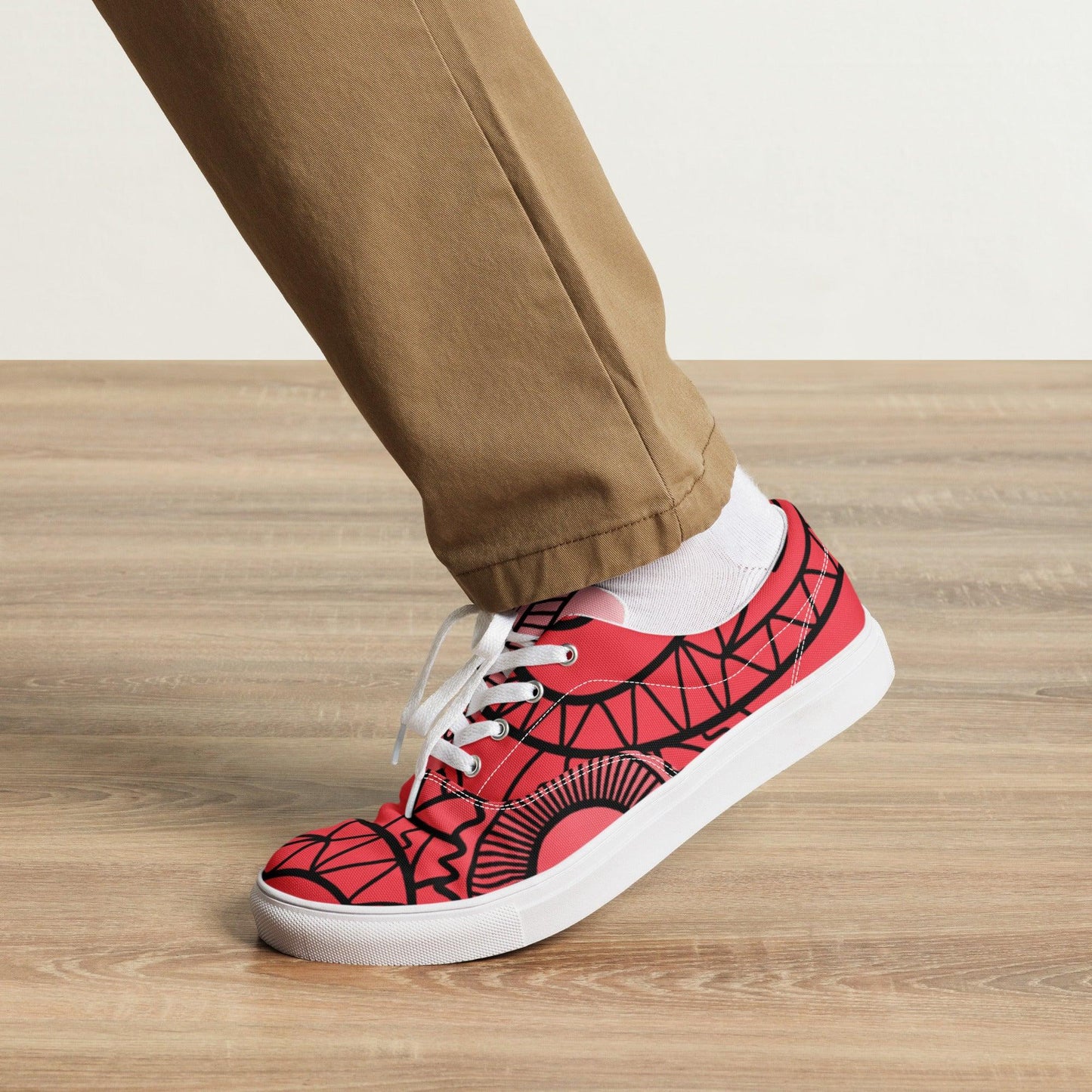 Paisley Red Light Men’s Low Top Canvas Shoes - Mo'Bays Backyard