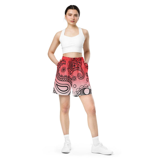 Paisley Red Light Unisex Mesh Shorts - Mo'Bays Backyard