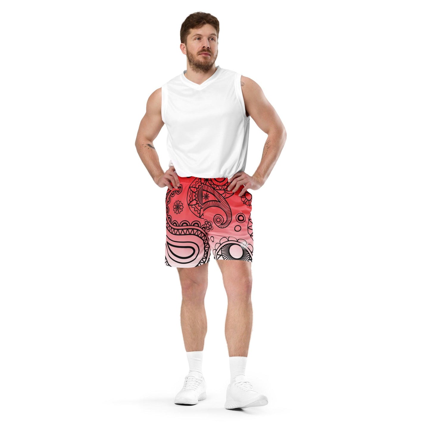 Paisley Red Light Unisex Mesh Shorts - Mo'Bays Backyard