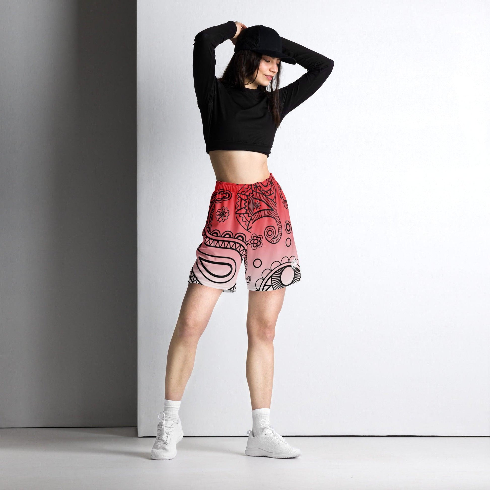 Paisley Red Light Unisex Mesh Shorts - Mo'Bays Backyard