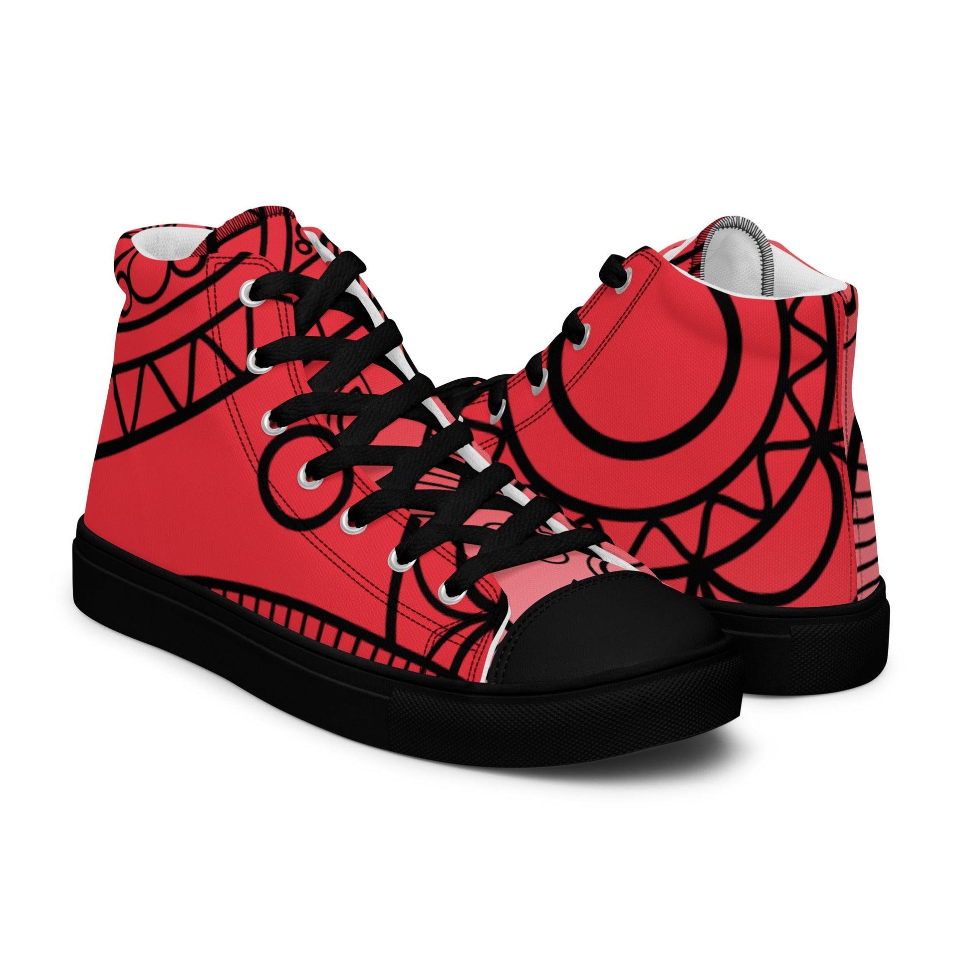 Paisley Red Light Women’s High Top Canvas Shoes - Mo'Bays Backyard