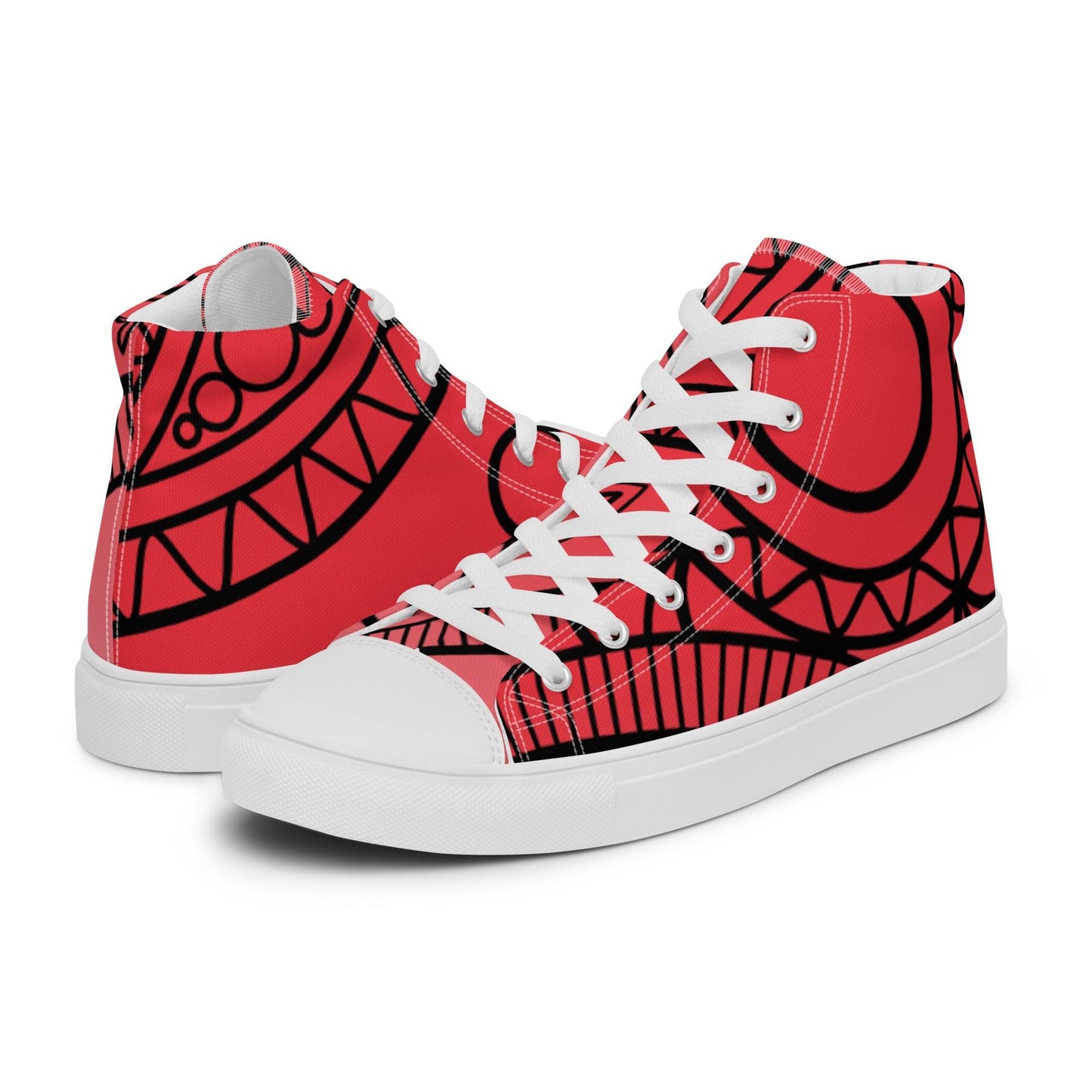 Paisley Red Light Women’s High Top Canvas Shoes - Mo'Bays Backyard