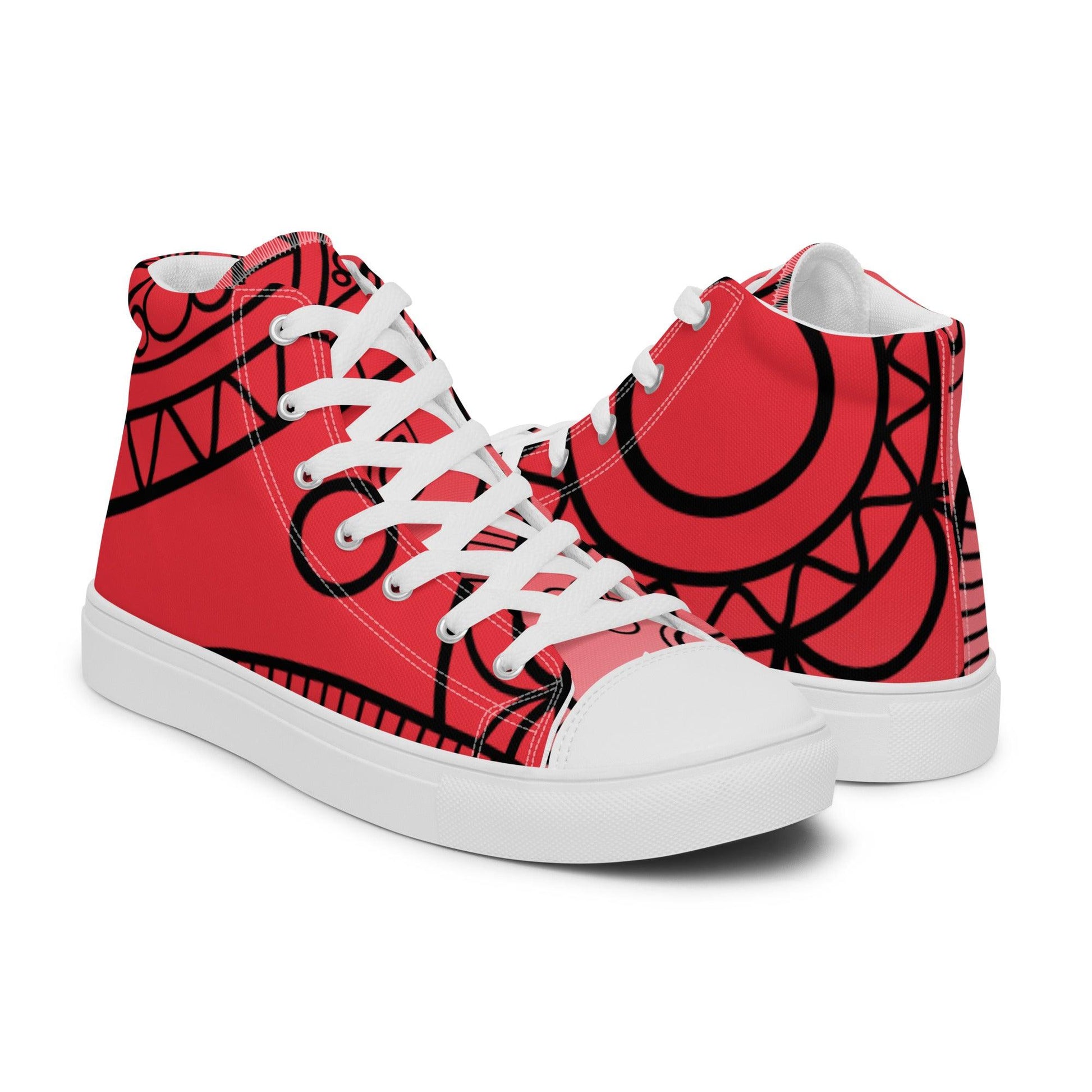 Paisley Red Light Women’s High Top Canvas Shoes - Mo'Bays Backyard