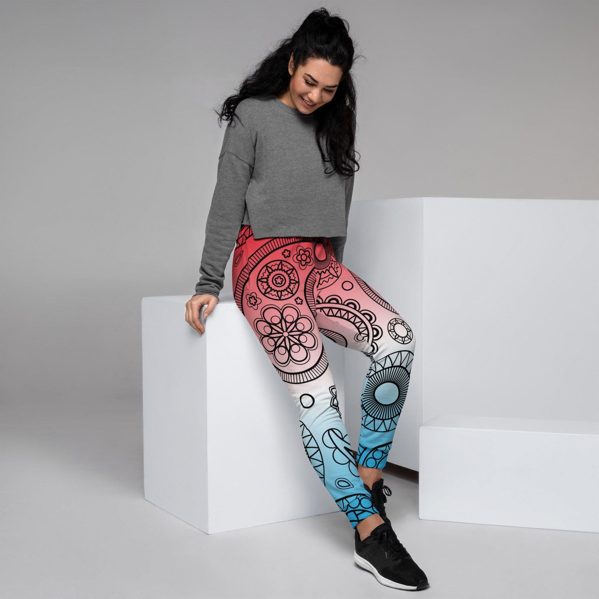 Paisley Red Light Women's Joggers - Mo'Bays Backyard