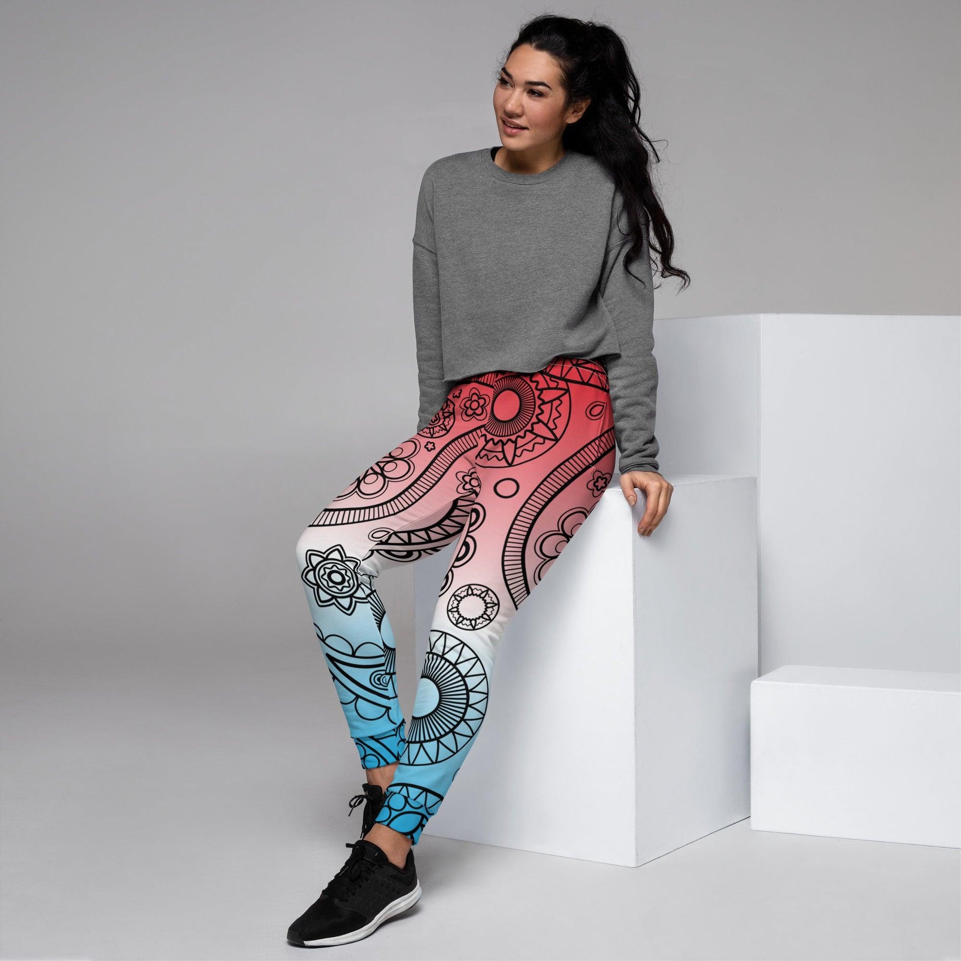 Paisley Red Light Women's Joggers - Mo'Bays Backyard