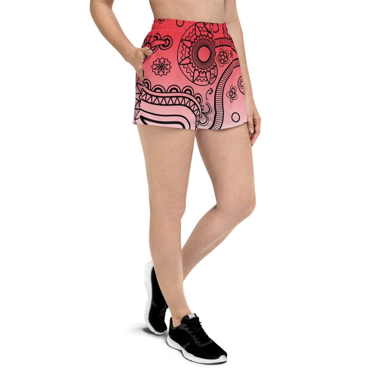 Paisley Red Light Women’s Recycled Athletic Shorts - Mo'Bays Backyard