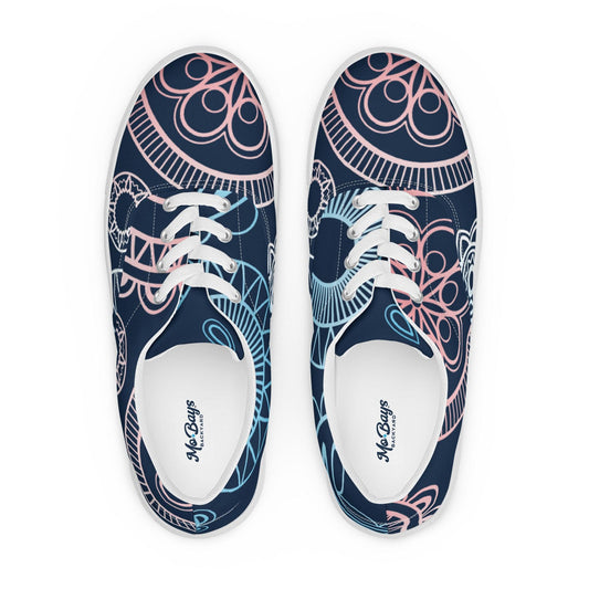 Paisley White Dark Men’s Low Top Canvas Shoes - Mo'Bays Backyard