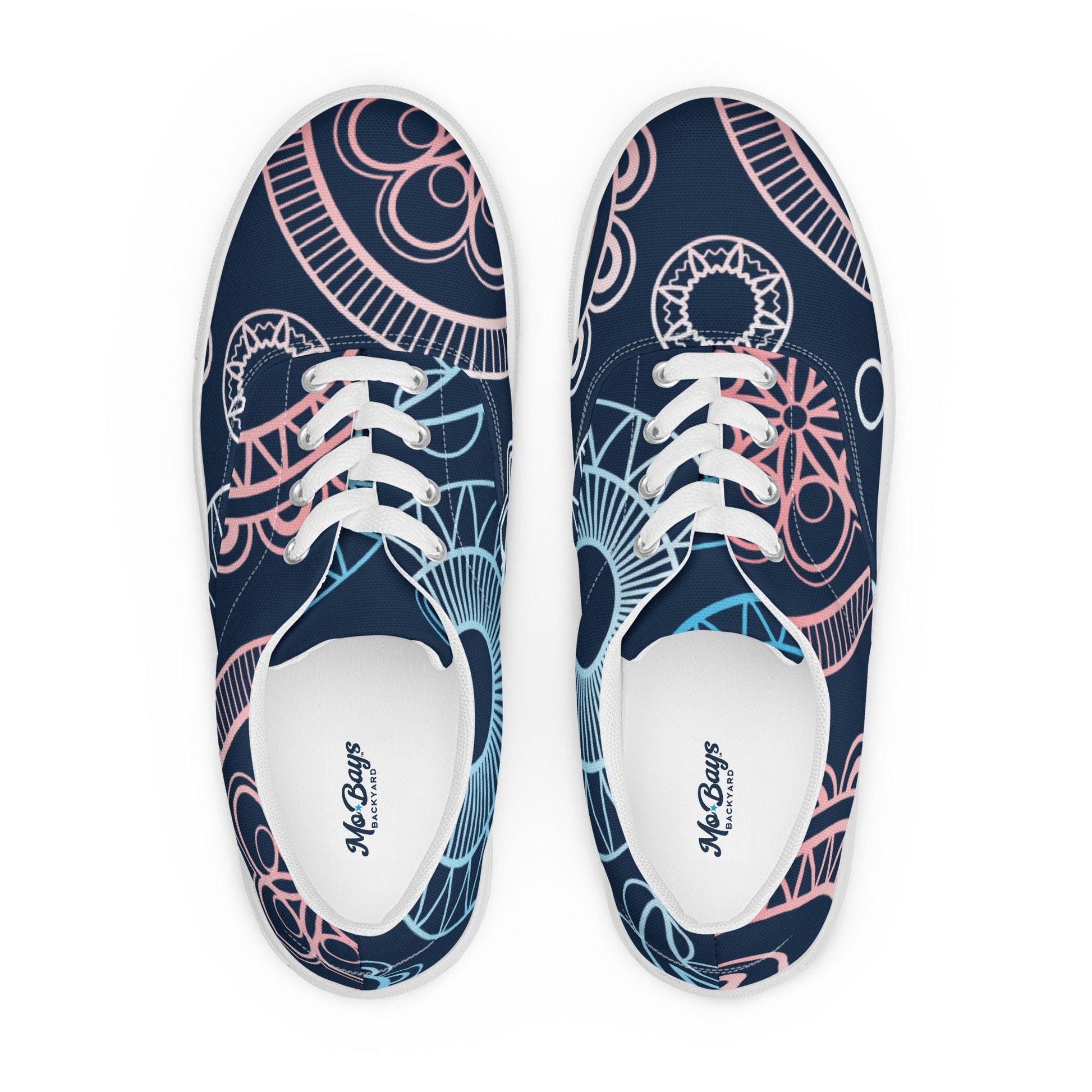 Paisley White Dark Women’s Low Top Canvas Shoes - Mo'Bays Backyard