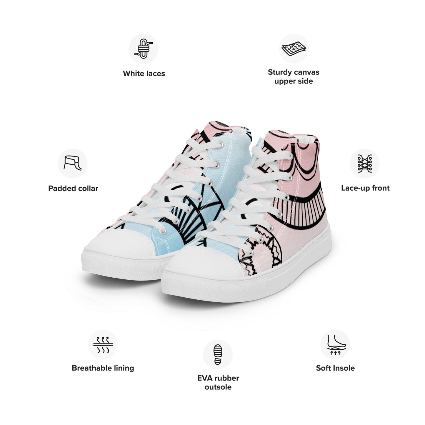 Paisley White Light Men’s High Top Canvas Shoes - Mo'Bays Backyard