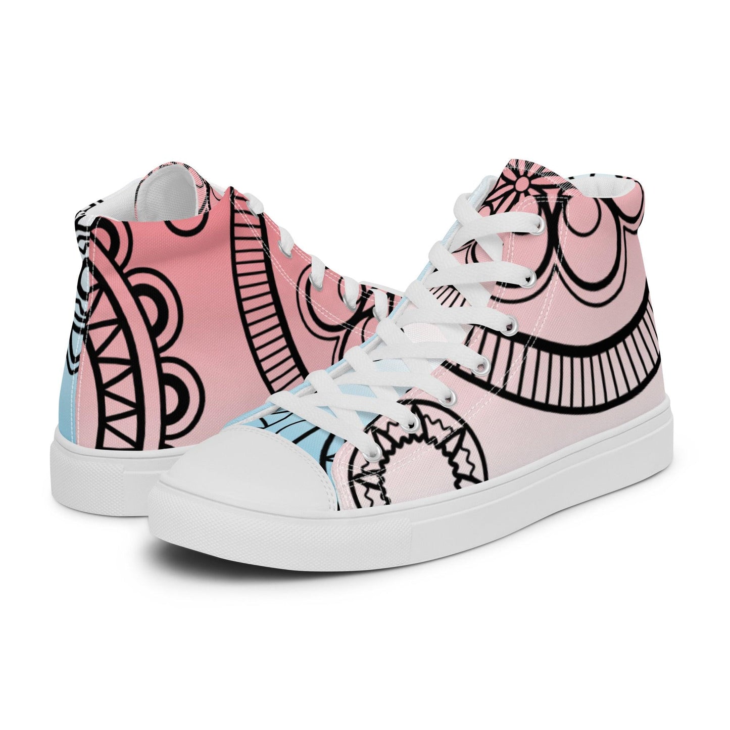 Paisley White Light Women’s High Top Canvas Shoes - Mo'Bays Backyard