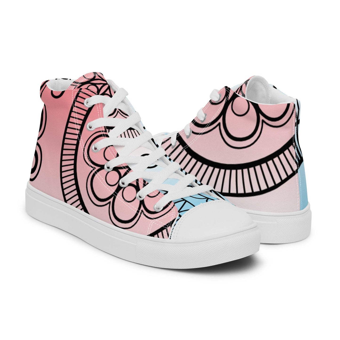 Paisley White Light Women’s High Top Canvas Shoes - Mo'Bays Backyard