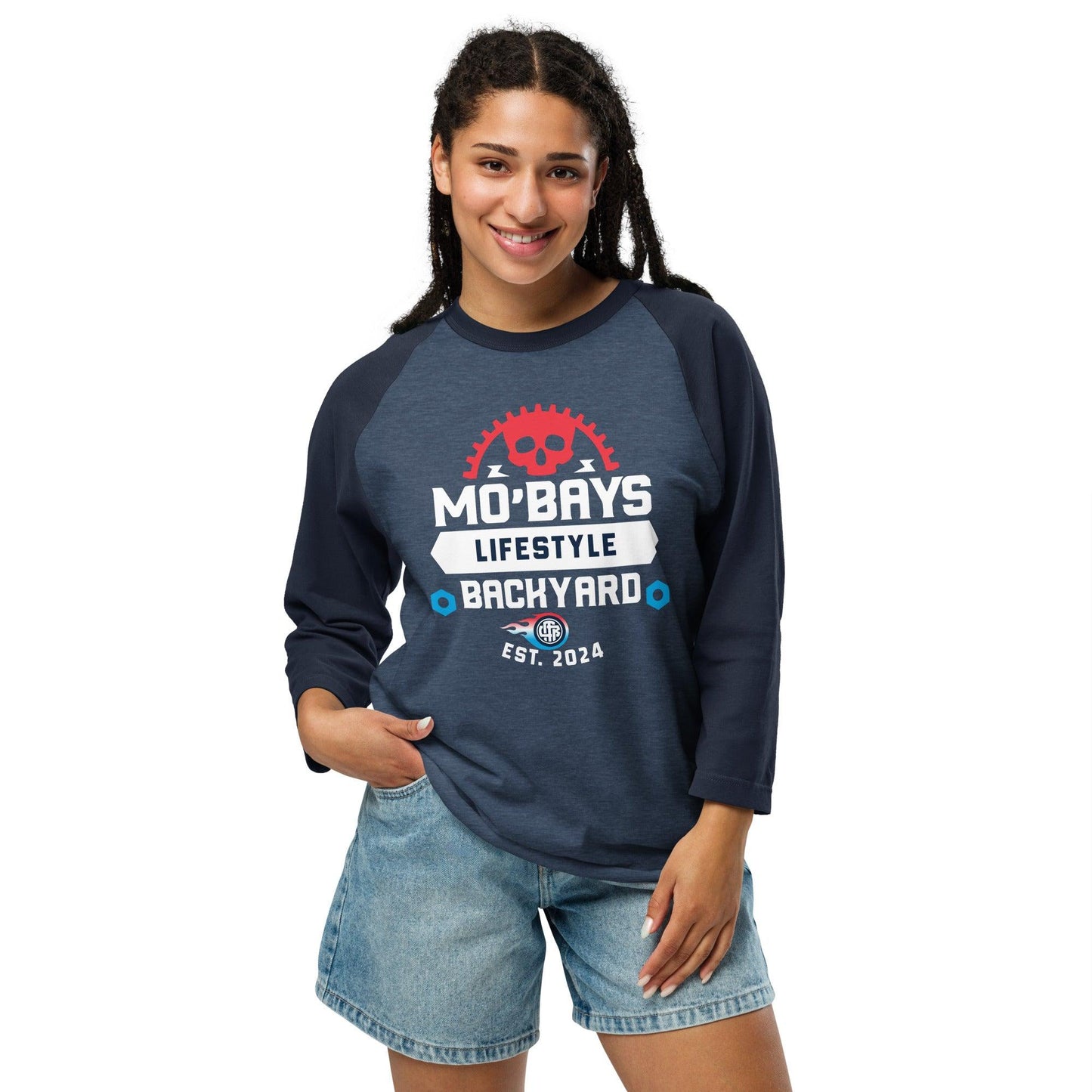 Skull One 3/4 Sleeve Raglan Shirt (Dark Color) - Mo'Bays Backyard