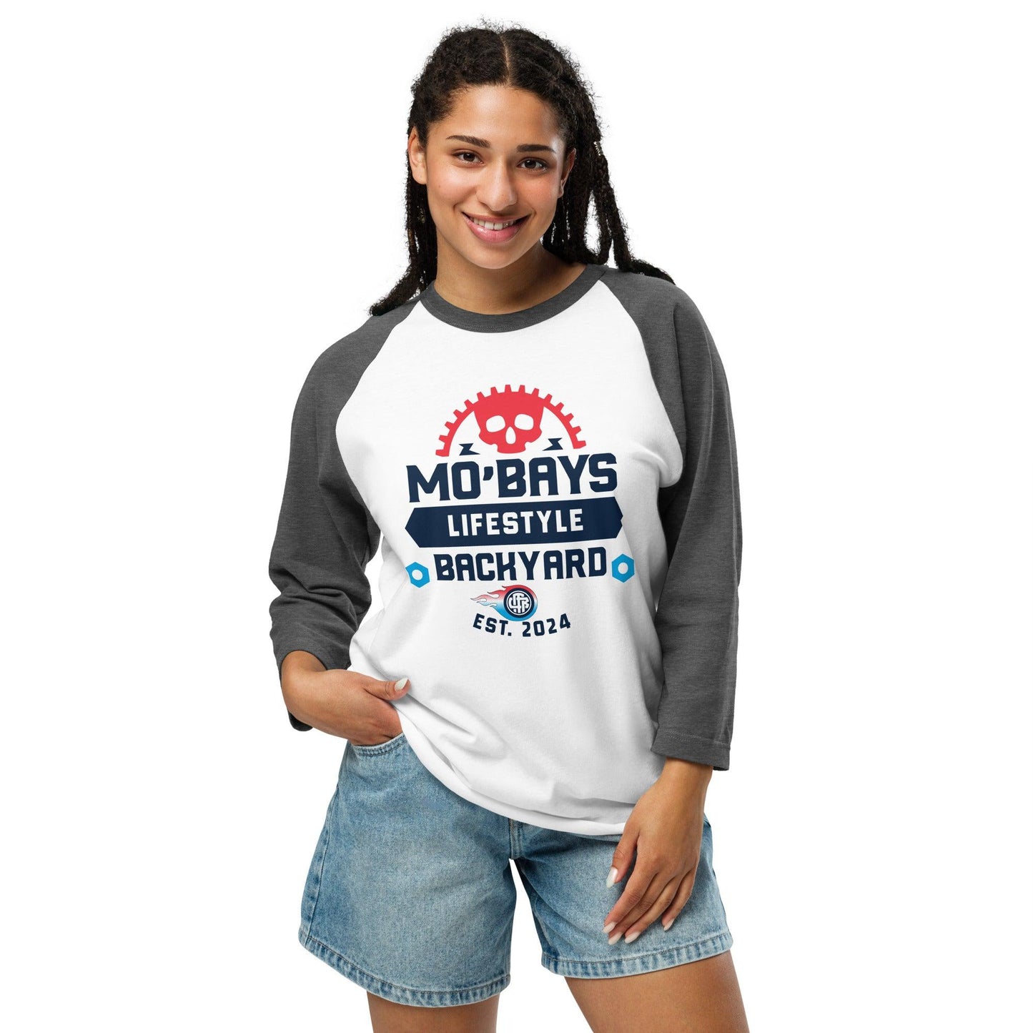 Skull One 3/4 Sleeve Raglan Shirt (Light Color) - Mo'Bays Backyard