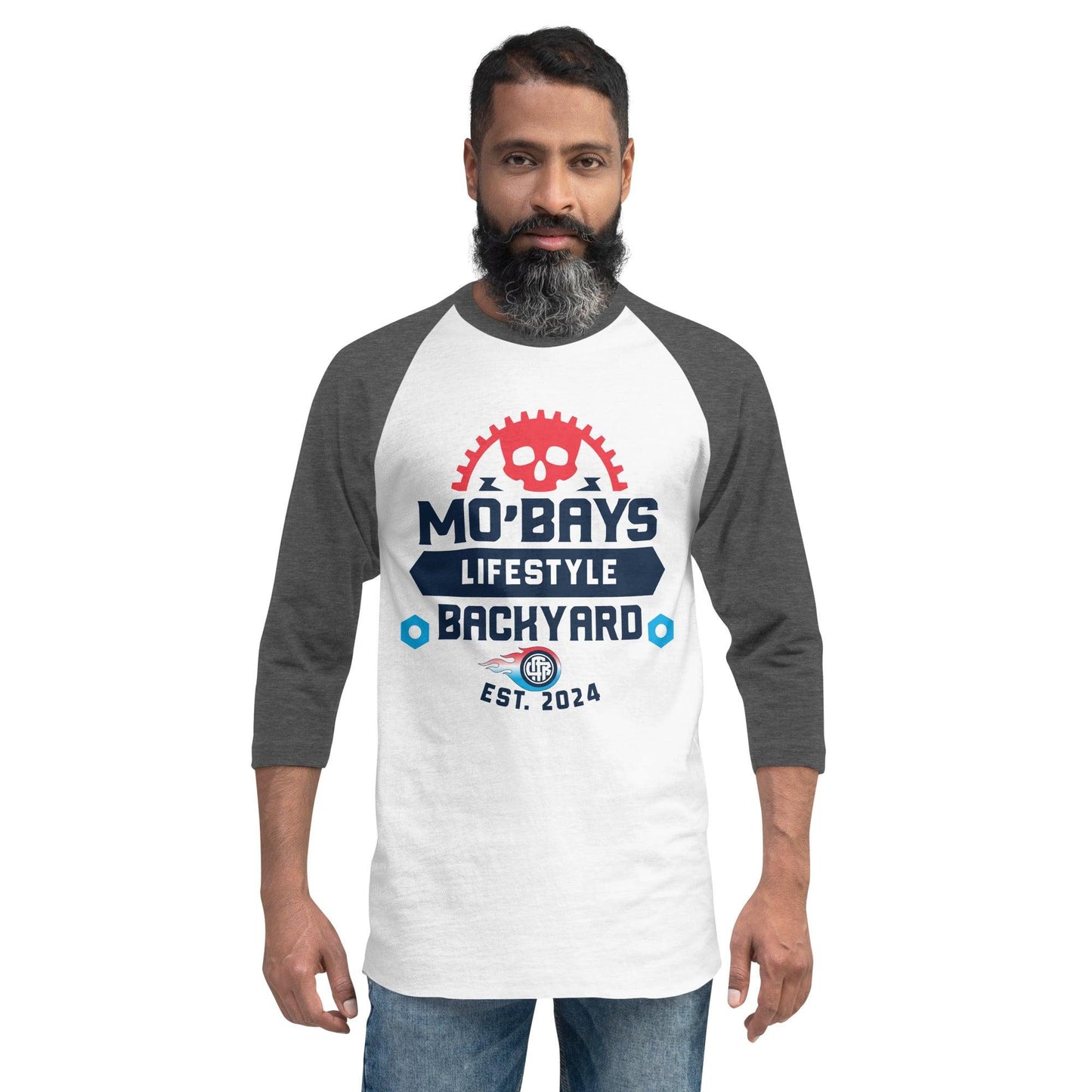 Skull One 3/4 Sleeve Raglan Shirt (Light Color) - Mo'Bays Backyard