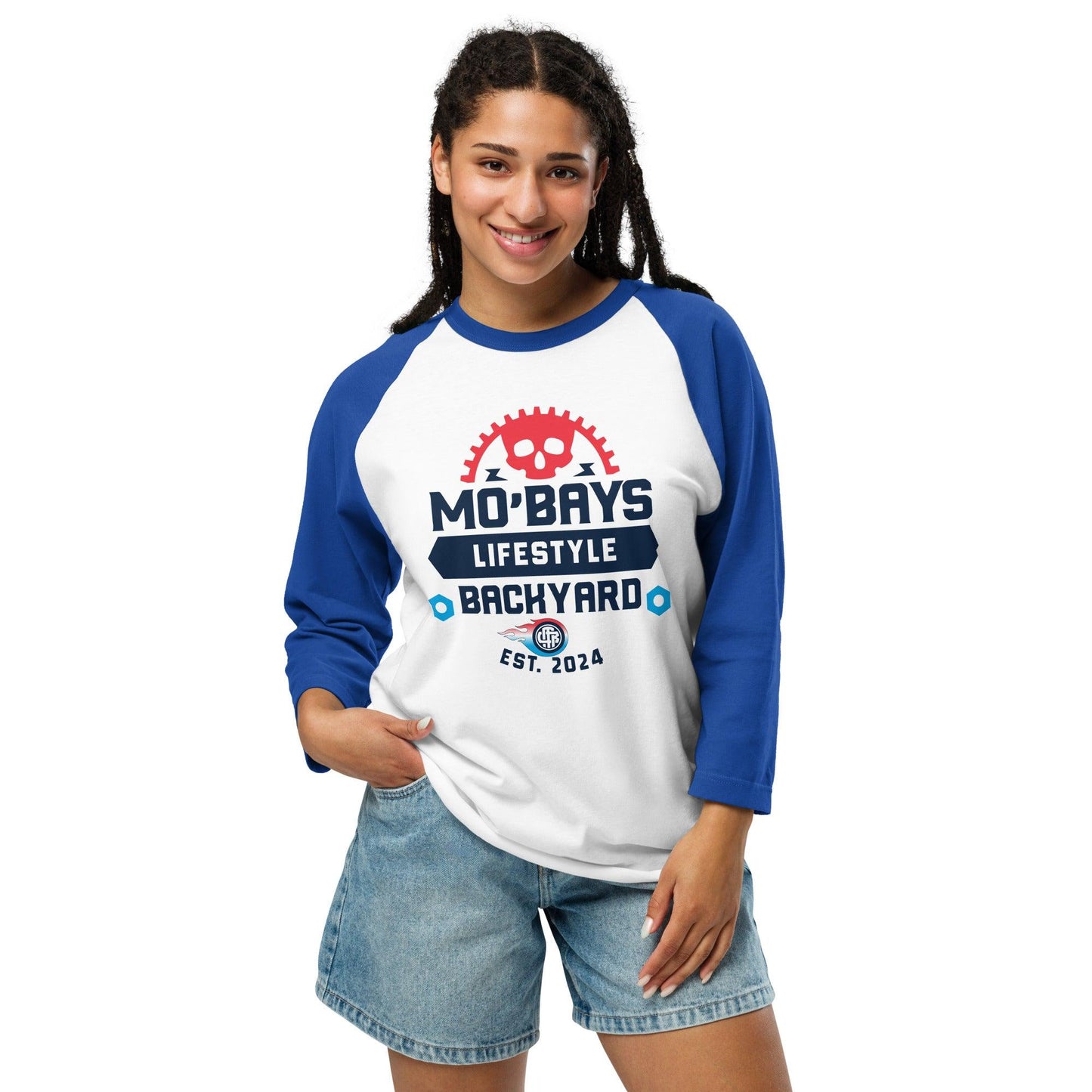 Skull One 3/4 Sleeve Raglan Shirt (Light Color) - Mo'Bays Backyard