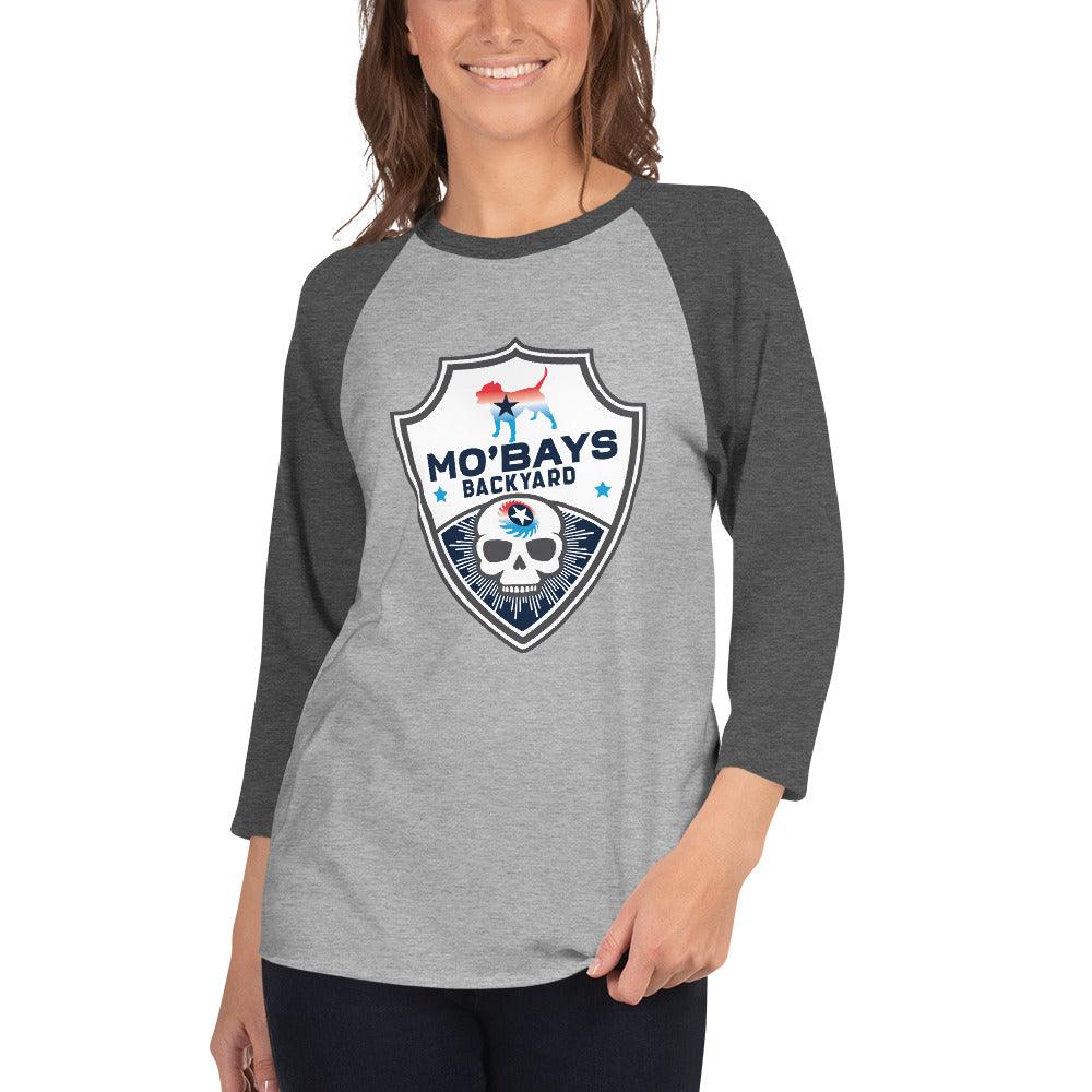 Skull Three 3/4 Sleeve Raglan Shirt - Mo'Bays Backyard