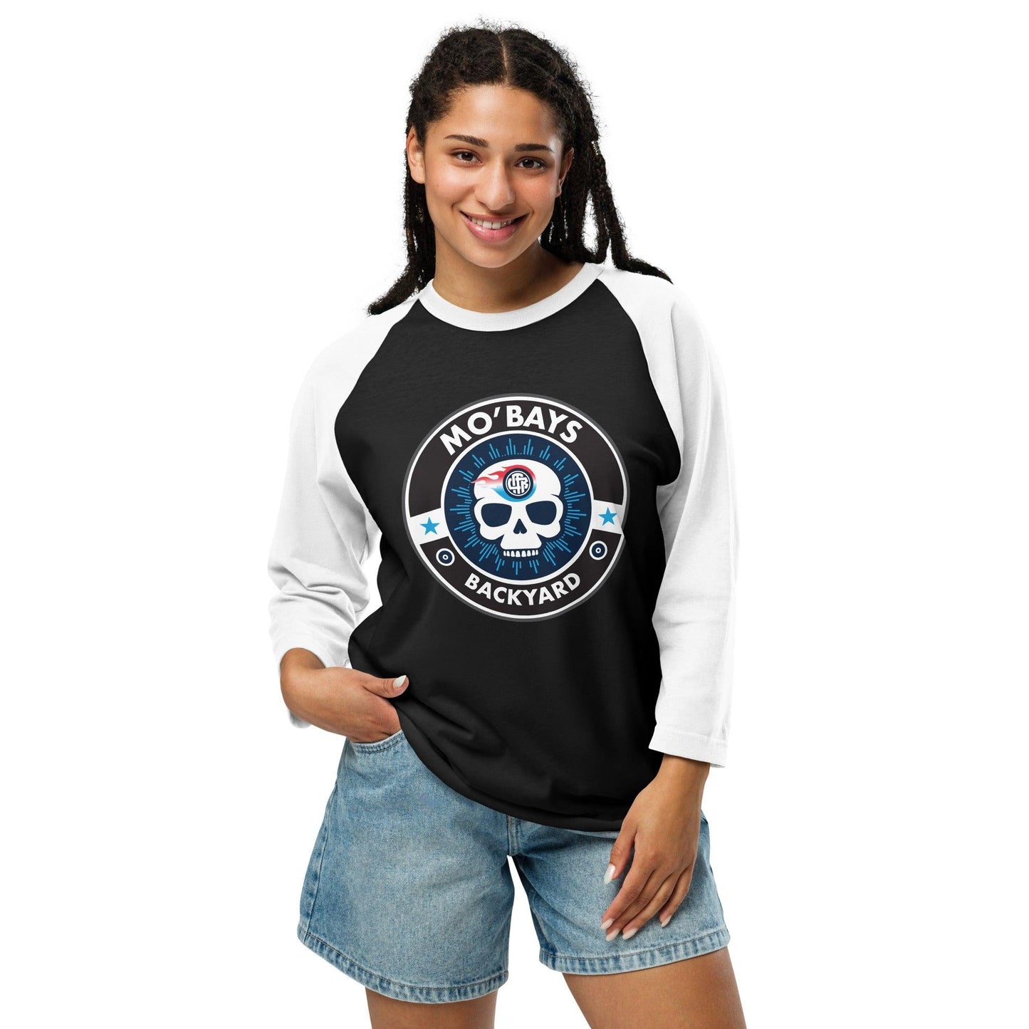 Skull Two 3/4 Sleeve Raglan Shirt - Mo'Bays Backyard