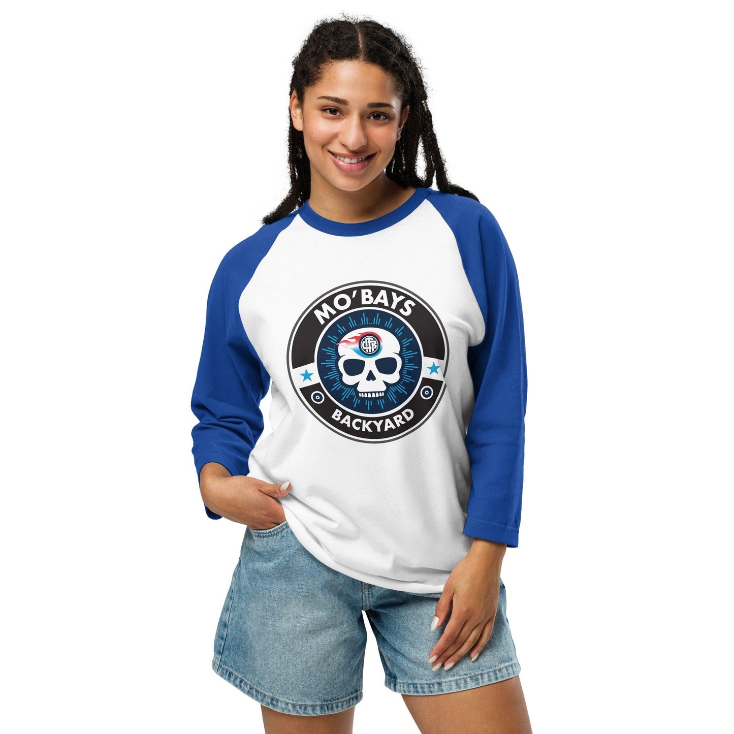 Skull Two 3/4 Sleeve Raglan Shirt - Mo'Bays Backyard