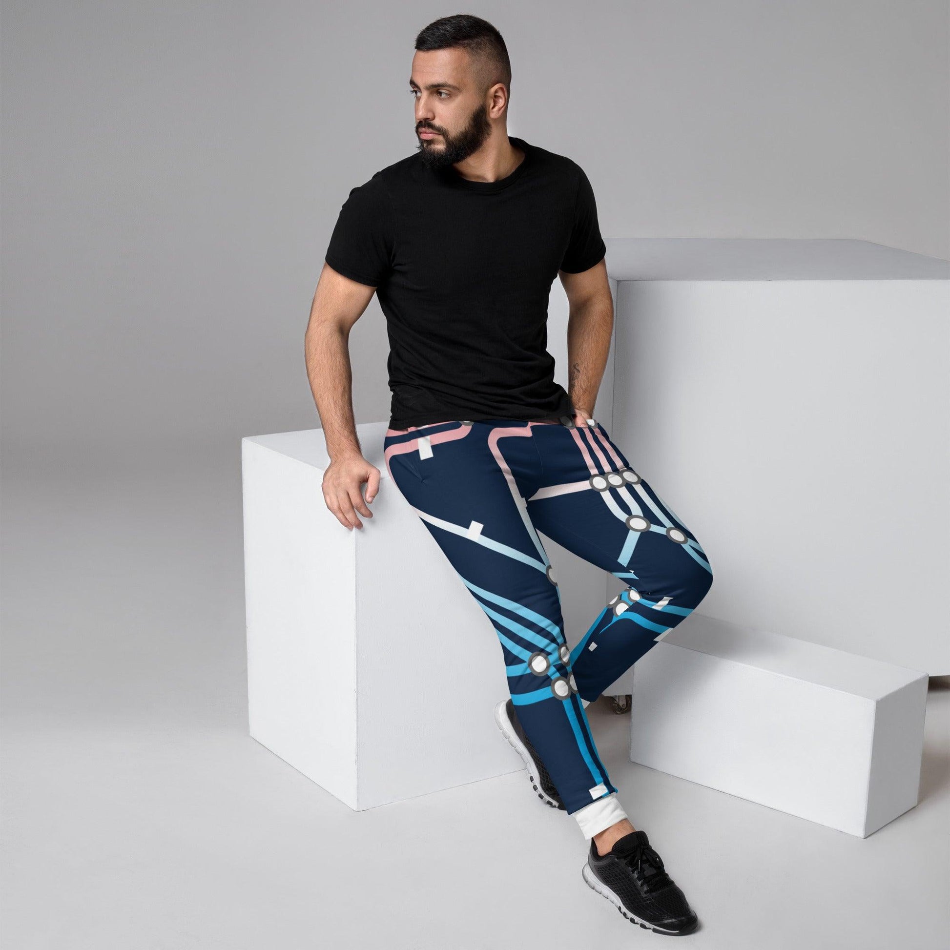 Traffic Blue Dark Men's Joggers - Mo'Bays Backyard