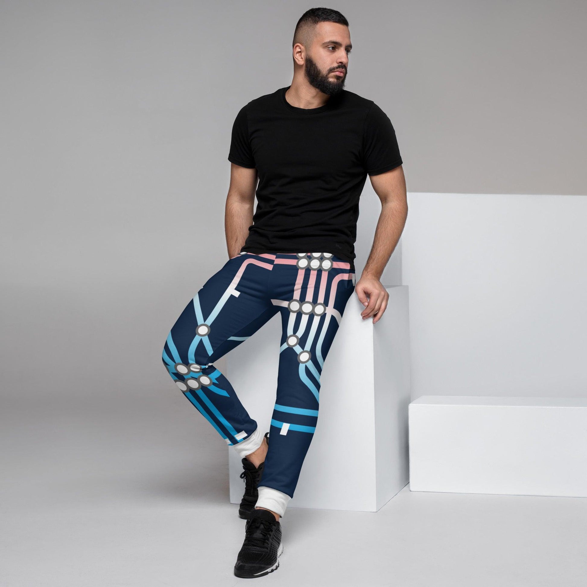 Traffic Blue Dark Men's Joggers - Mo'Bays Backyard