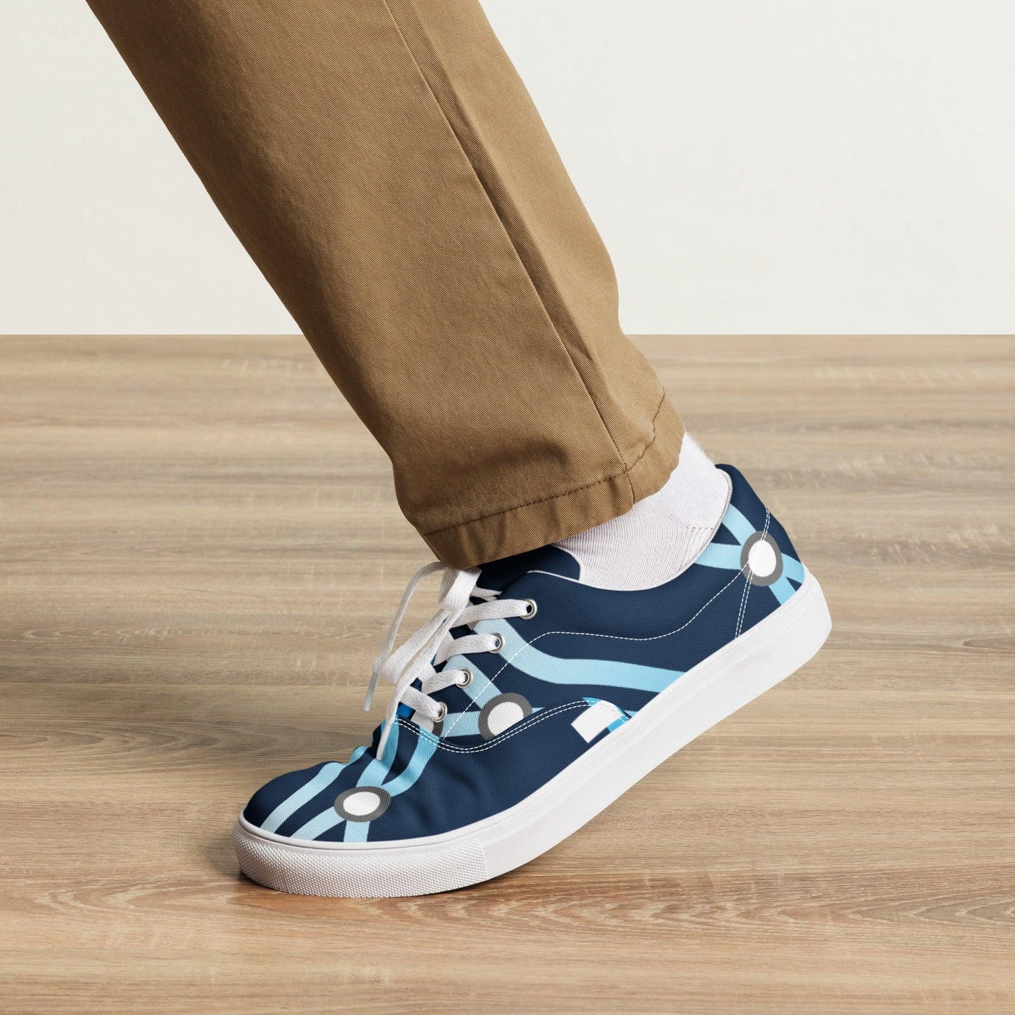 Traffic Blue Dark Men’s Low Top Canvas Shoes - Mo'Bays Backyard