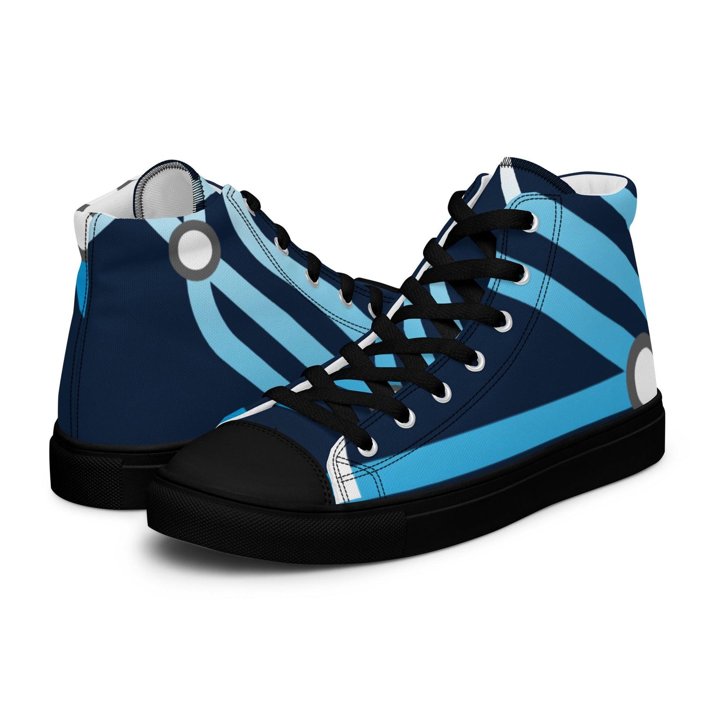 Traffic Blue Dark Women’s High top Canvas Shoes - Mo'Bays Backyard