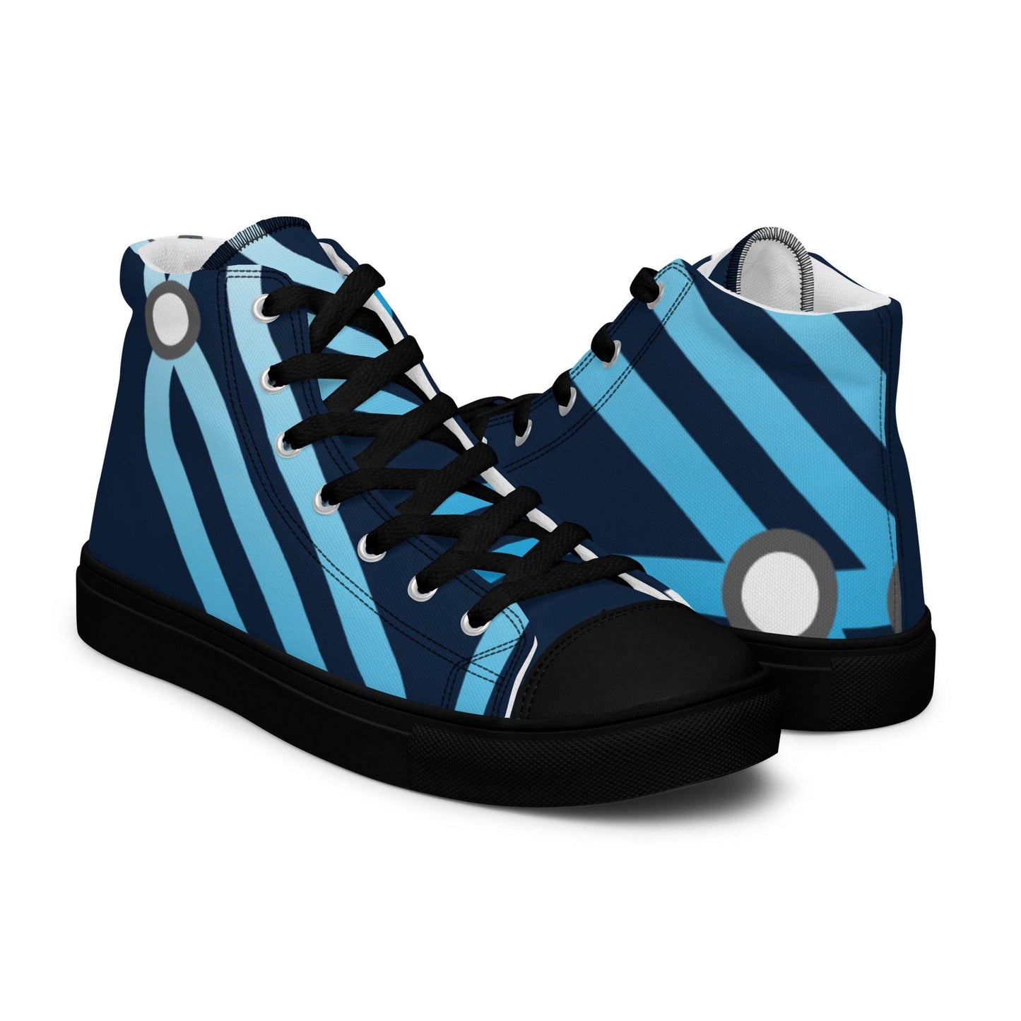 Traffic Blue Dark Women’s High top Canvas Shoes - Mo'Bays Backyard