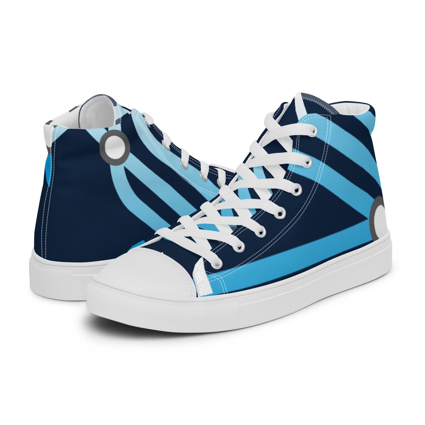 Traffic Blue Dark Women’s High top Canvas Shoes - Mo'Bays Backyard