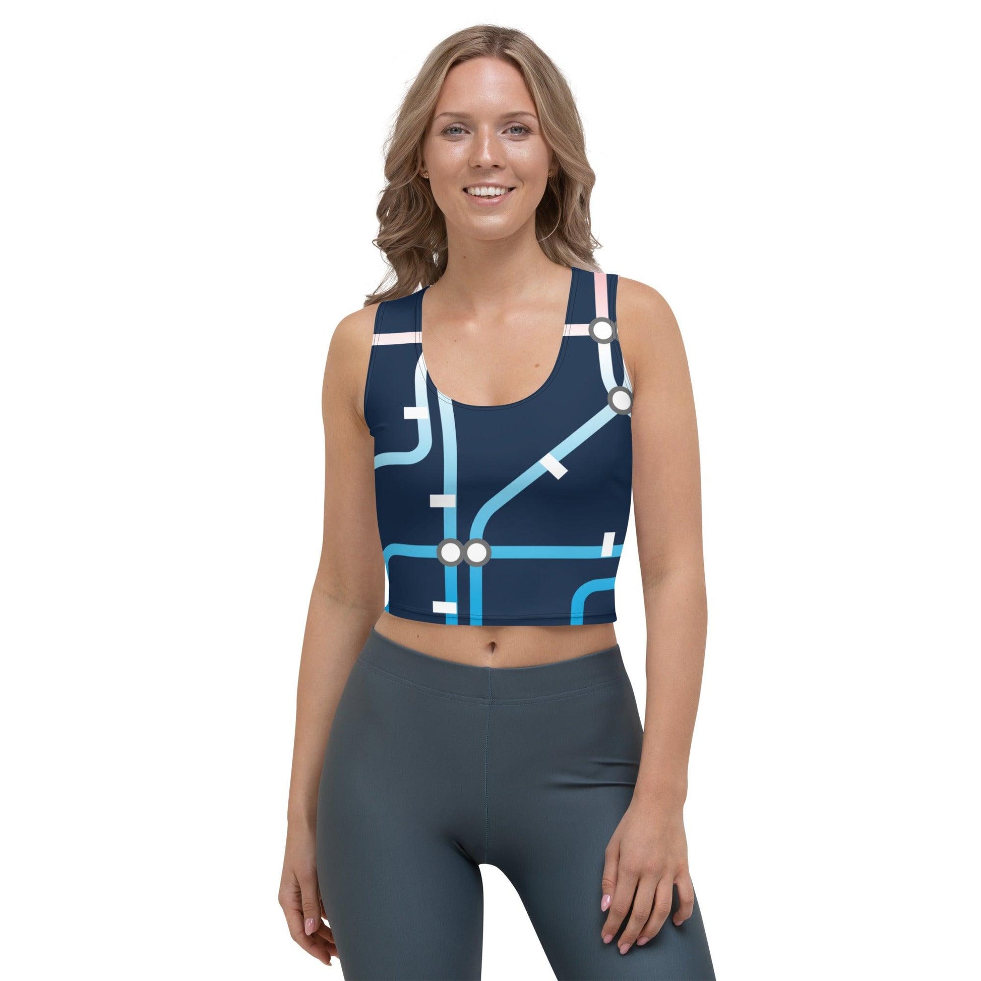 Traffic Blue Dark Women's Organic Crop Top - Mo'Bays Backyard